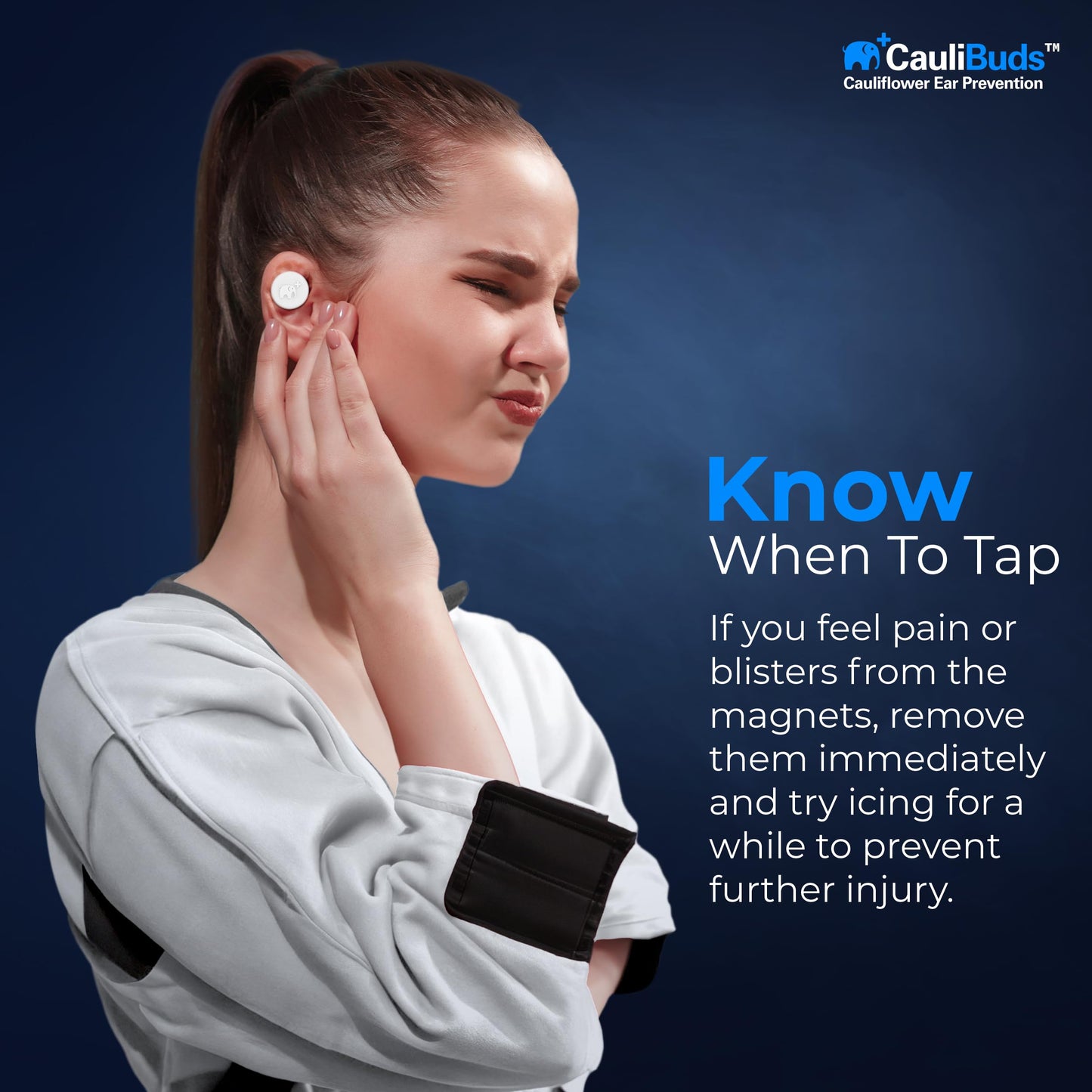 CauliBuds™ Cauliflower Ear Magnet - Premium Silicone Ear Magnets Cauliflower Ear - Pressure Earrings Magnetic Ears - Treatment in BJJ, Wrestling, MMA, & Rugby - Cauliflower Ear Draining Kit (White)