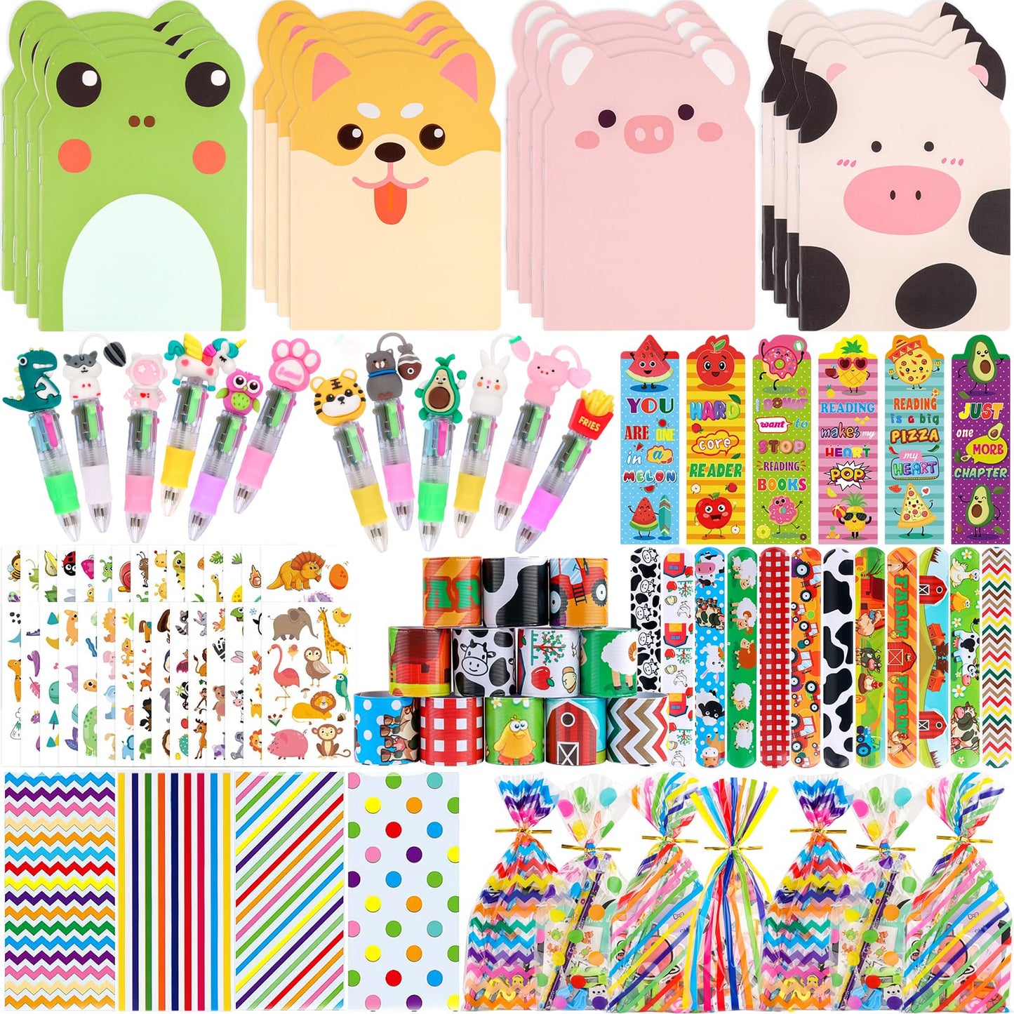 Stationery Party Pack, 24 Pack Birthday Goodie Bags with Multicolor Pen Mini Notebooks for Goodie Bag Classroom Gifts Class Rewards Prizes