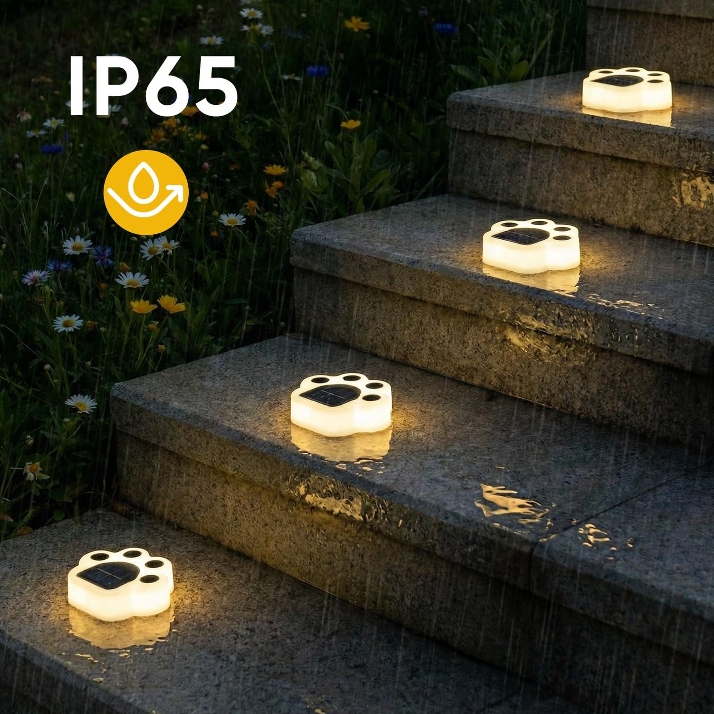 Solar Paw Print Lights 8 Pack, Outdoor Waterproof Solar Garden Lights, Lawn Patio Pathway Decorative Lights, Pet Dog Lovers Gifts for Women Mom Mother's Day (Warm White)