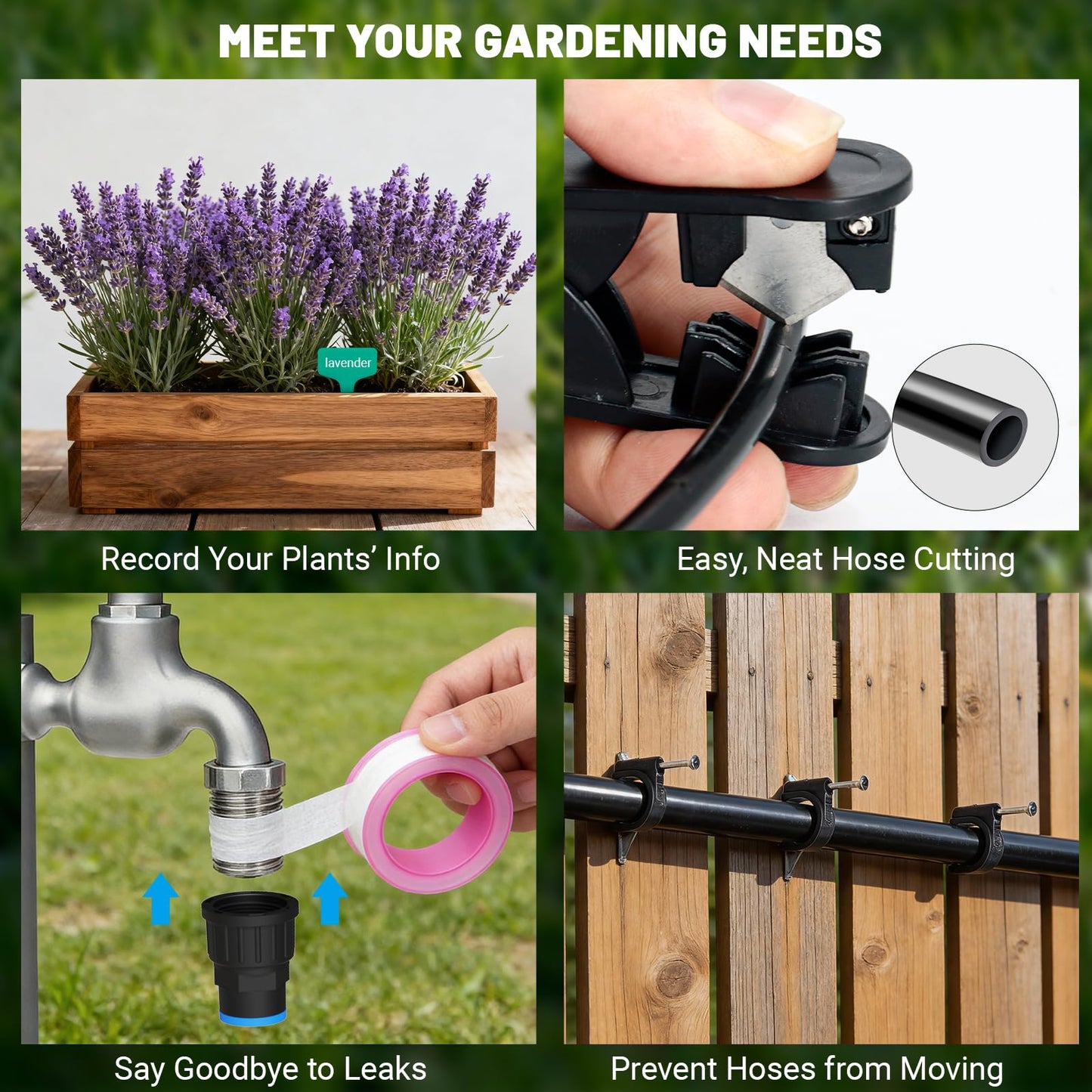 Irrigation System Garden, DIY Automatic Garden Watering Systems with Push-Fit Connectors, Water-Saving Design Sprinkler System, 3 Adjustable Nozzles for Yard, Greenhouse, Lawn & Potted Plants (100FT)
