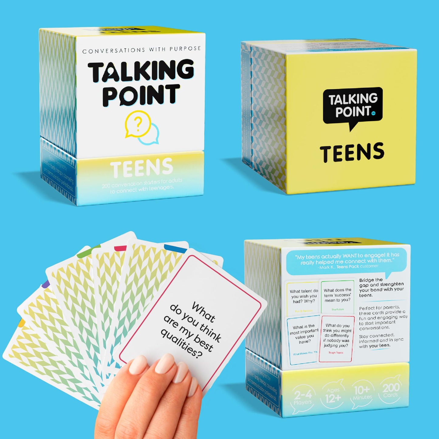200 Teens Conversation Cards - Connecting Parents with their Teenagers - Reduce Screentime with Fun & Deep Conversation - Avoid Conflict, Improve Communication & Learn More About Your Teen Boy or Girl
