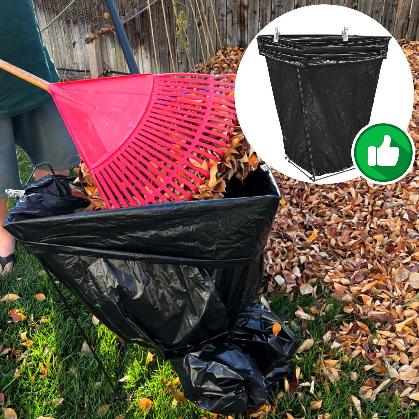 LFUTARI 2Pcs Metal Trash Bag Holder - Garbage Bag Holder Frame Holds 30-45 Gallon Plastic Bags-Multi-Use Outdoor Leaf Bag Stand for Yard Camping Garden Lawn Party Supplies (2pcs)