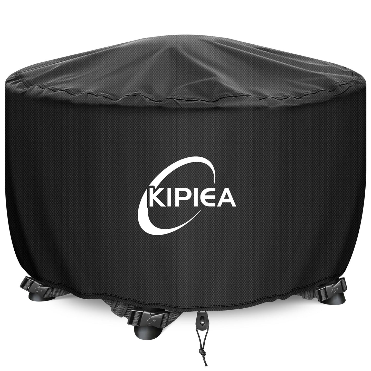 Kipiea Round Fire Pit Cover - Heavy Duty Strong Tear and UV Resistant, 100% Waterproof Outdoor Firepit Cover for 36" D x 24" H Round Patio Fire Bowl