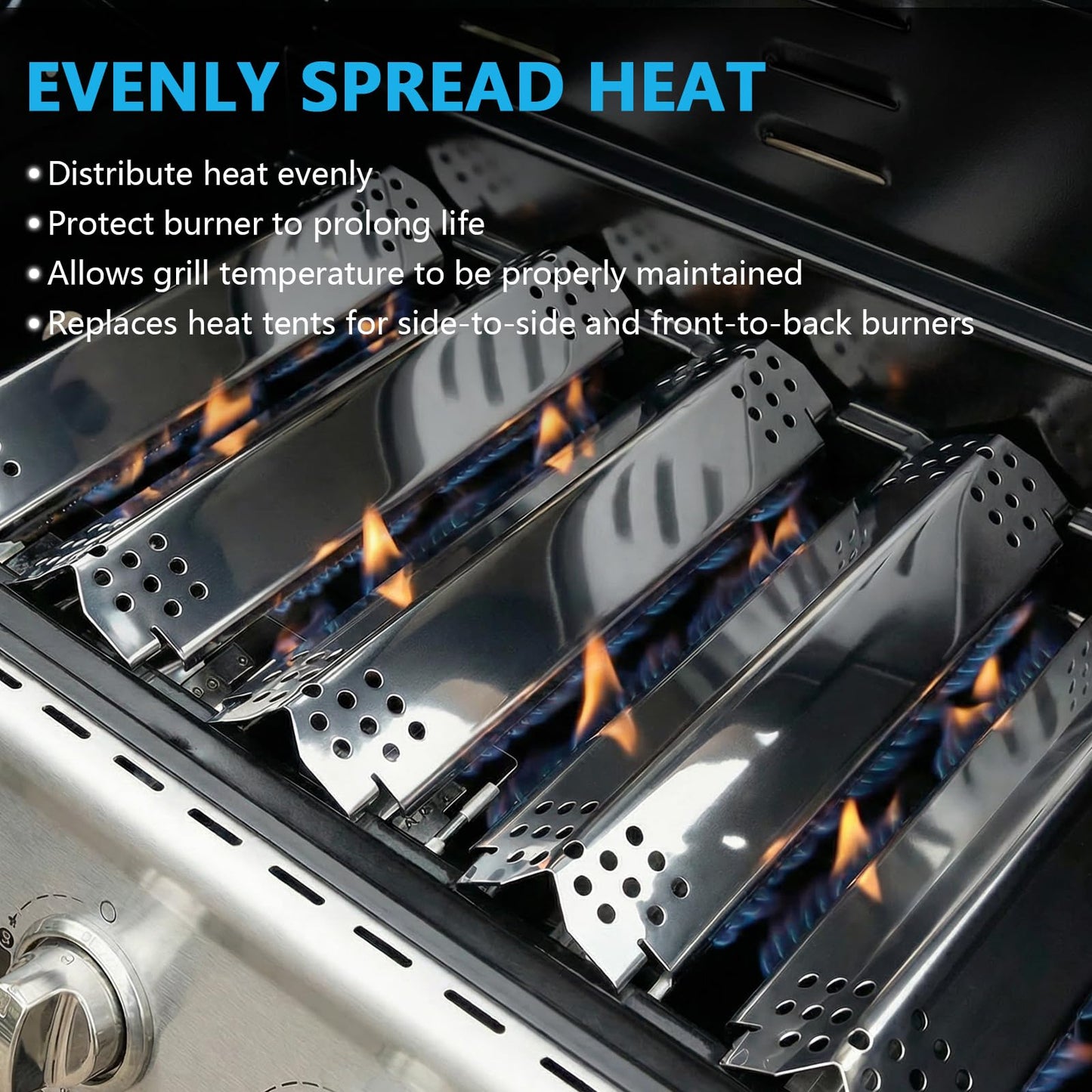 BBQ Heat Shields Barbecue Burners for Nexgrill 6 Burner 720-0896B 720-0898 720-0896 720-0830H 720-0888 720-0822A,Stainless Steel Heat Plate Flame Tamer for Nexgrill BBQ Replacement Parts,6 Pack
