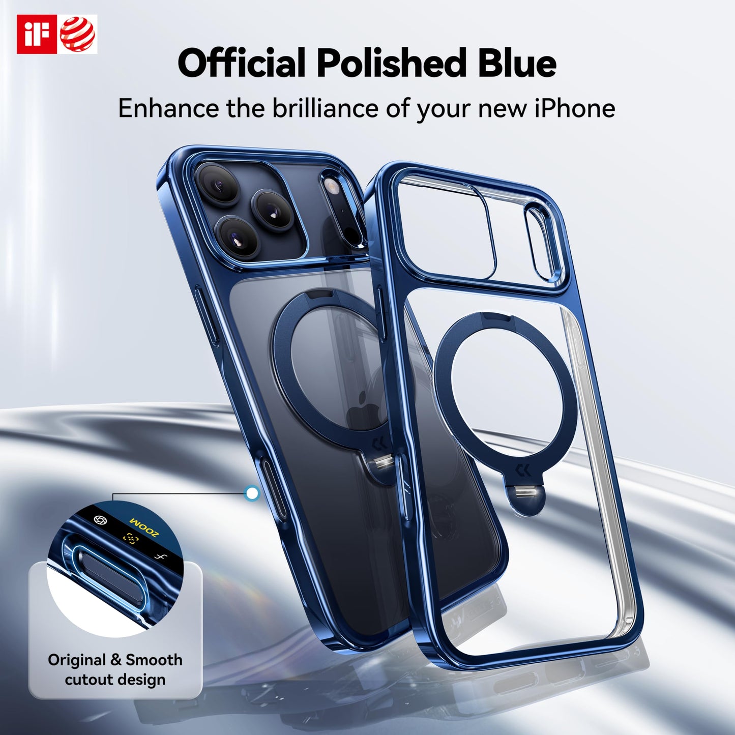 CASEKOO Official Blue for iPhone 17 Pro Max Case with 360 Spin Magnetic Stand [Fit for MagSafe][17FT Military Protection] Slim Polished for iPhone 17 Pro Max Case with Stand 6.9'', Blue