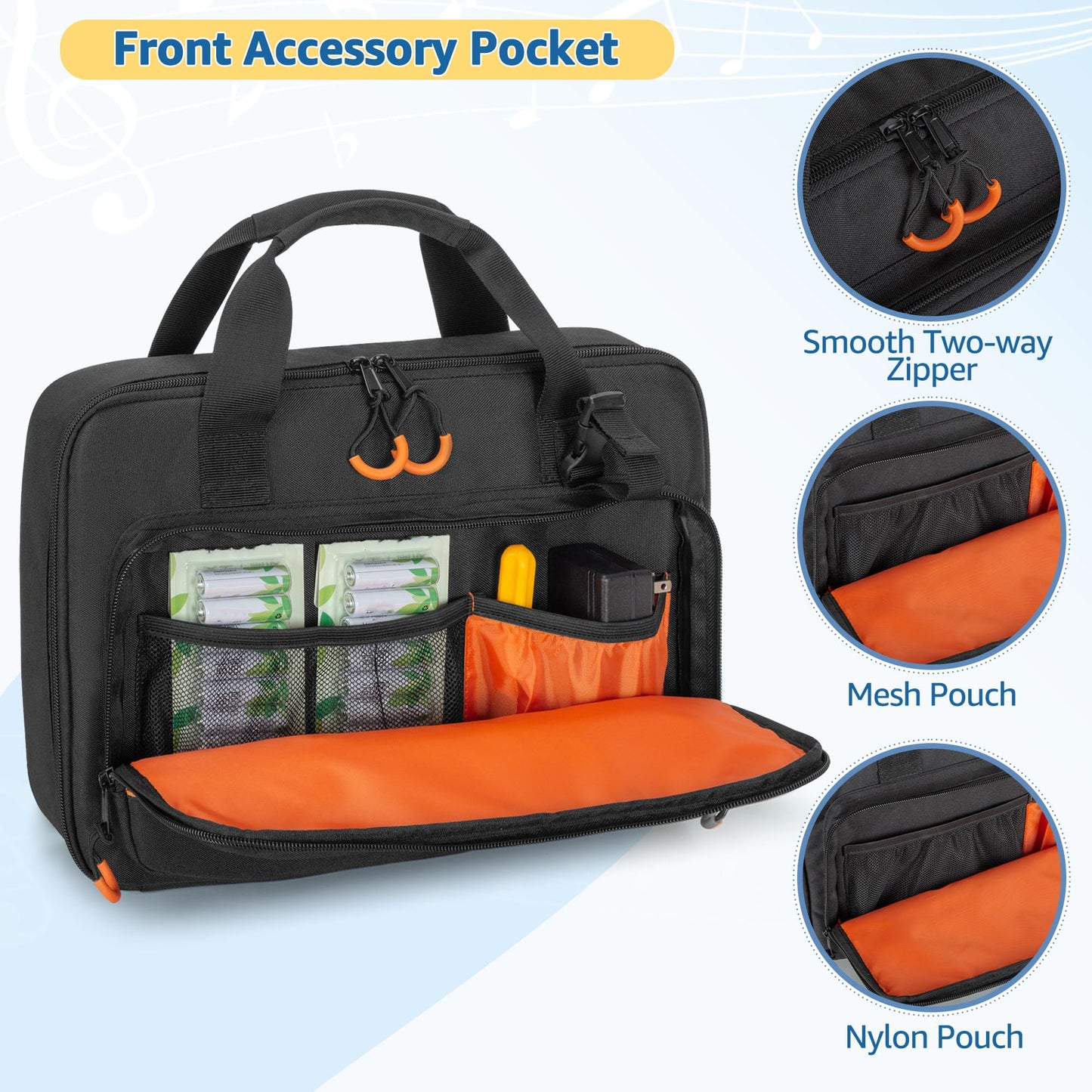 Rexmica Padded Carrying Bag Compatible with VTech Kidi Star DJ Mixer/Kidi DJ Mix, Small DJ Mixer Storage Bag with Accessory Pockets for Cable, User Guide, Batteries or Other Accessories, Black