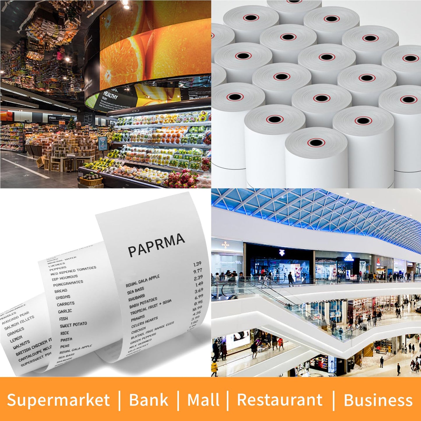 PAPRMA 2 1/4'' x 50' Receipt Paper Rolls POS Thermal Paper Cash Register Paper Rolls for Credit Card Machine (100 Rolls)