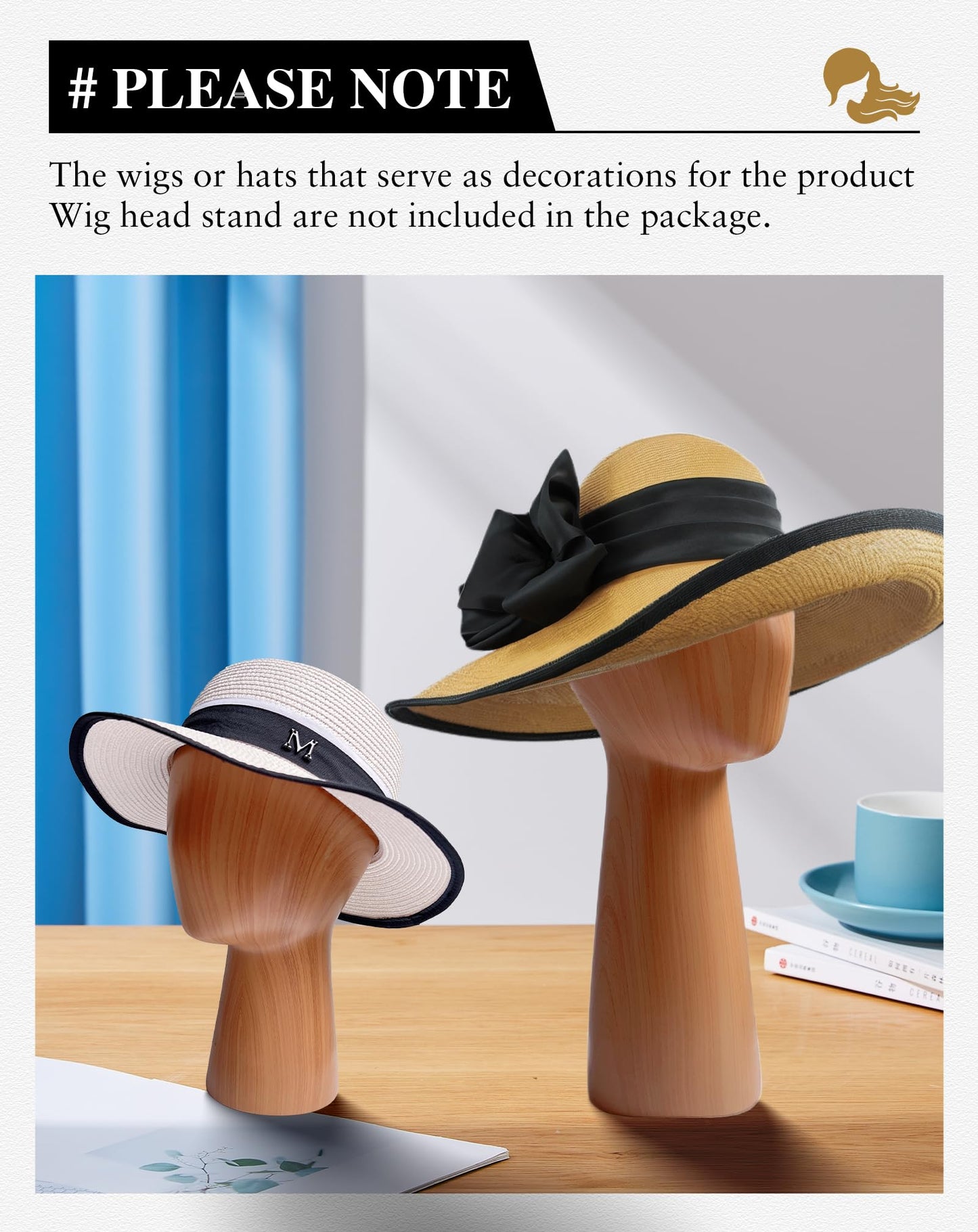 CHADWICK Mannequin Head Block, Hat and Wig Display Stand, Imitation Wooden Wig Head Stand, Abstract Dome Model Head, Manikin Head Hat Holder for Shop, Hair Salon, Home Decor, Durable GFRP Material