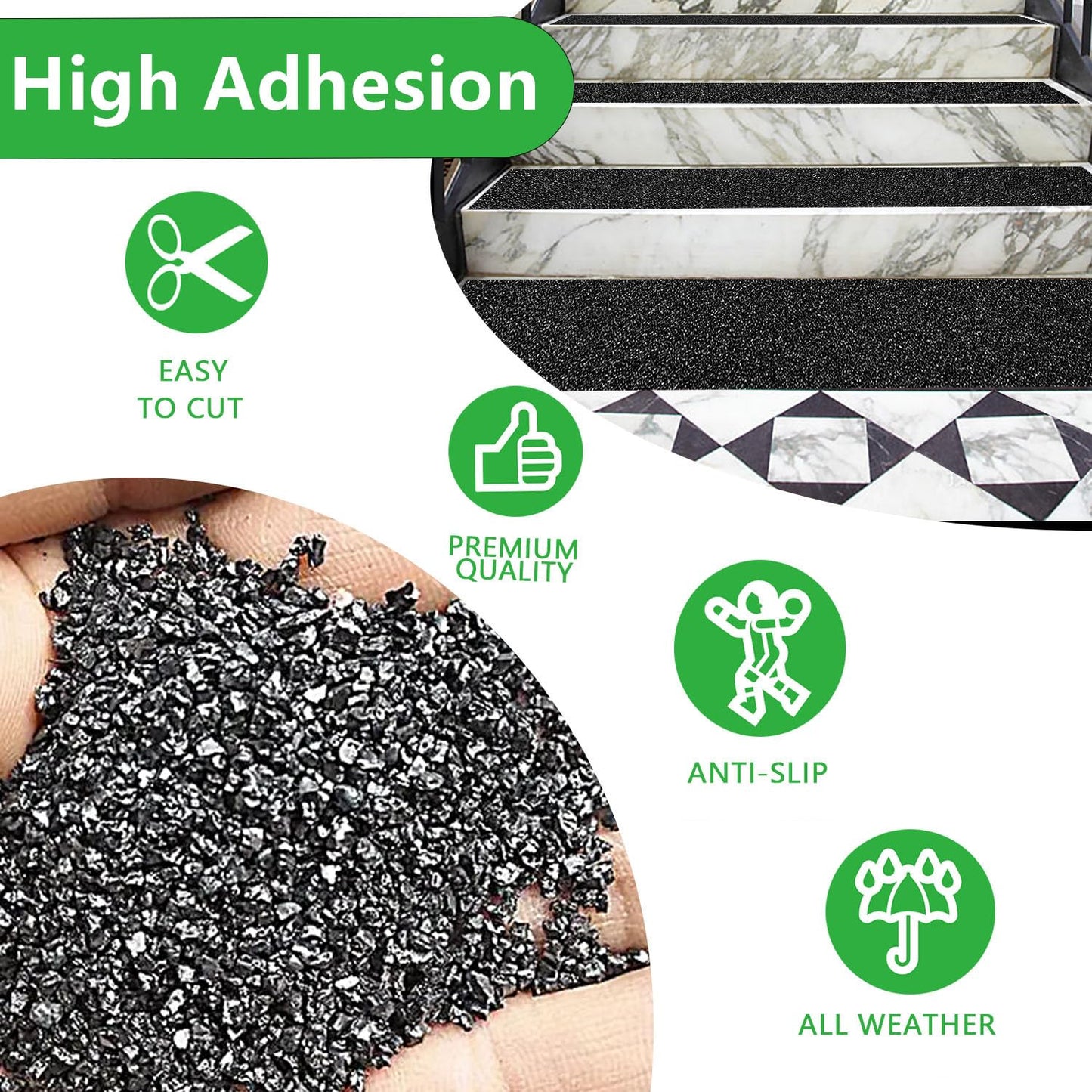 COSIMIXO 12" x 35Ft Black Heavy Duty Anti Slip Tape for Stairs Outdoor, Waterproof Grip Tape Safety Non Skid Roll for Stair Steps Traction Tread Staircases Non Slip Strip