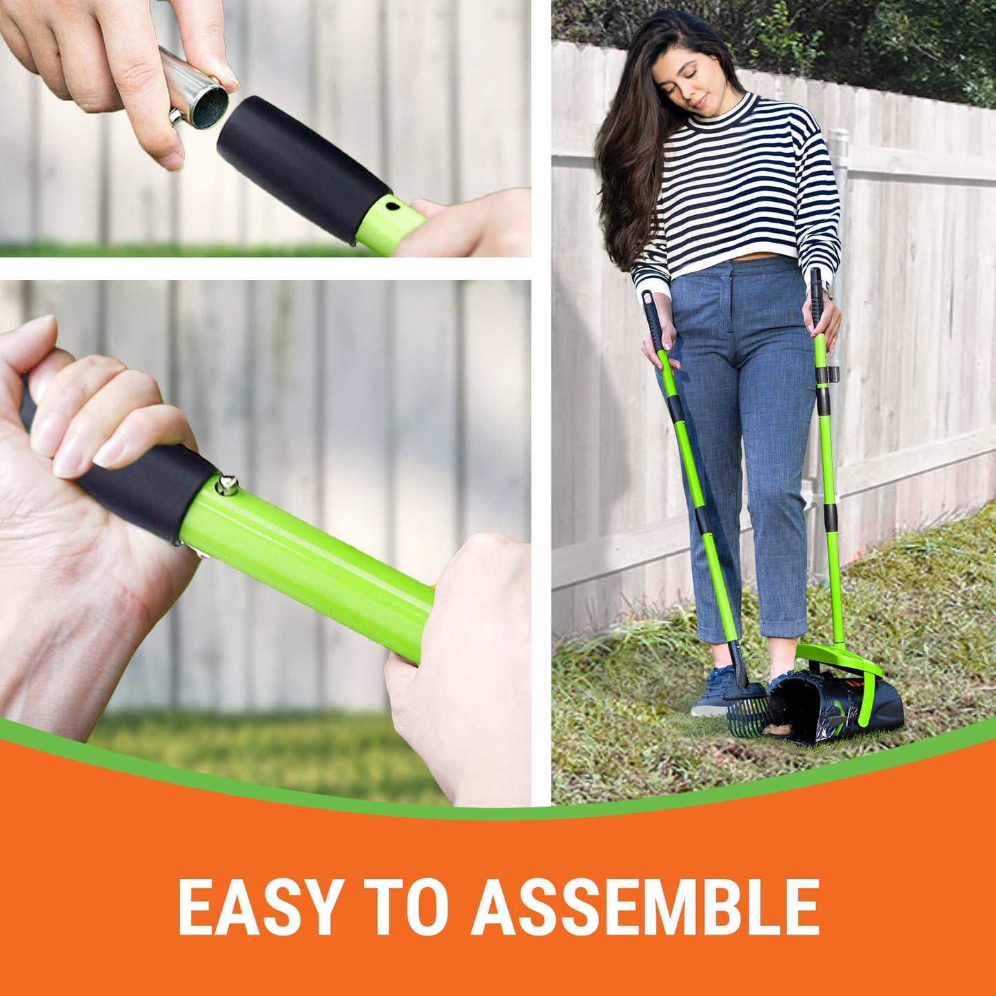 Pupzle Dog Pooper Scooper with Bag Attachment, 40" Long Handle Pooper Scooper for Large Dogs Heavy Duty, Metal Dog Poop Scoop for Yard, Large Capacity Bin and Rake with 25 Refill Bags for Dogs