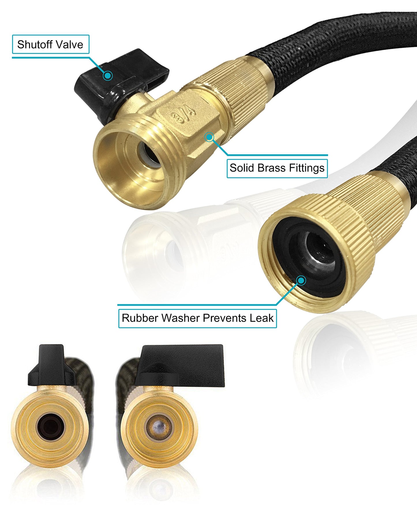 TheFitLife Expandable Garden Hose 50FT - Flexible Hose with Mutiple Layer Latex Inner and Solid Brass Fittings Free Spray Nozzle, 3/4 USA Standard Easy Storage Kink Free Retractable Water Hose