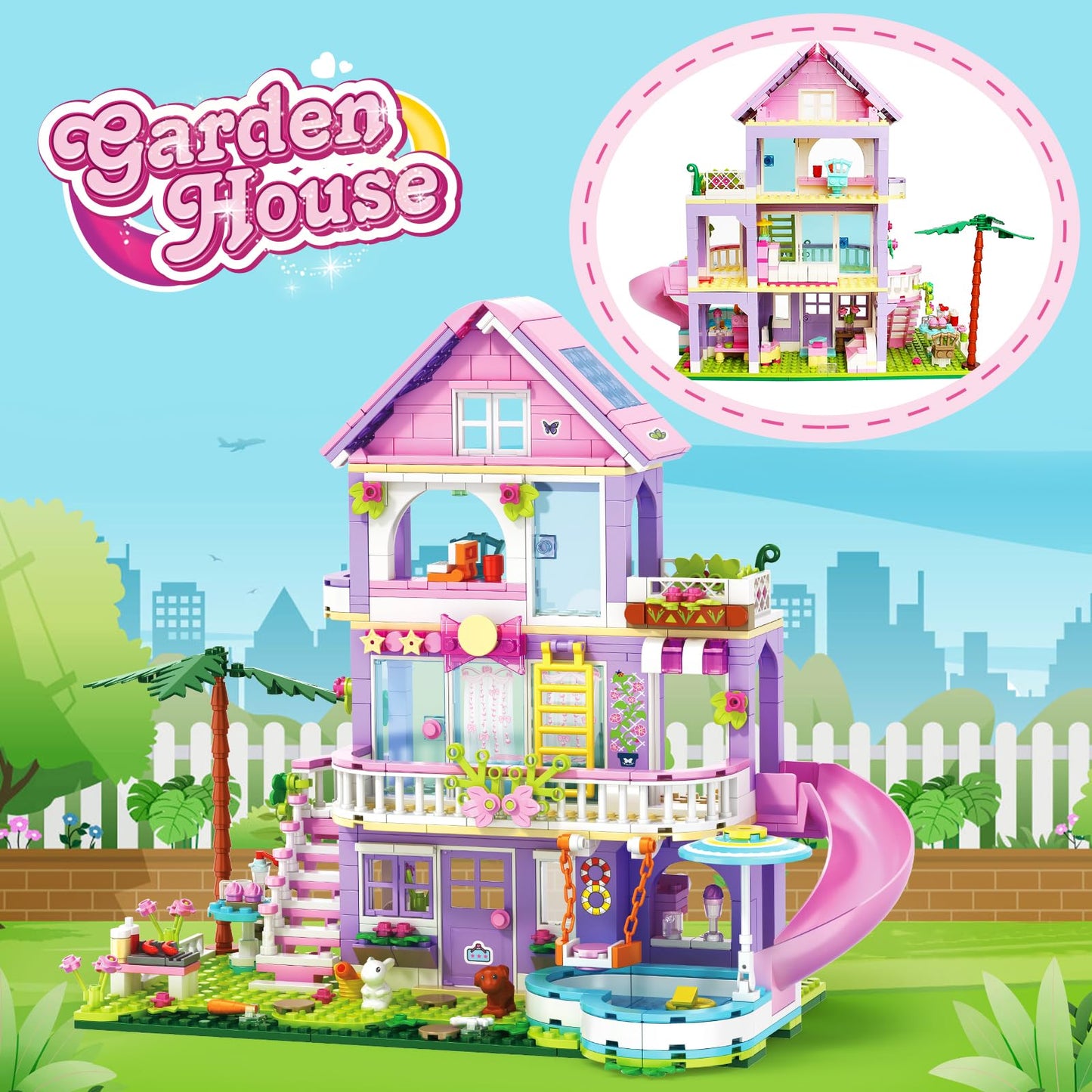 Sitodier Girls Building Blocks Set Toy,689Pcs Garden Villa House Building Set for Girl 6-12 and 8-14,Holidays Cattage Building Toy Nice Xmas Birthday Gift for 6 7 8 9 10 11 12 13 14Years Kids Girls
