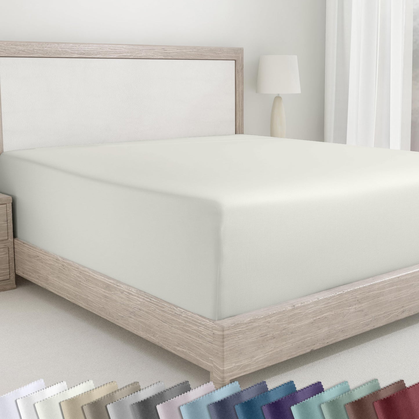California Design Den Deep Pocket King Fitted Sheet, Soft 400 Thread Count 100% Cotton Sateen, No Pop-Off Elastic, Durable Fitted Sheet Only - Ivory (Pale Tone)