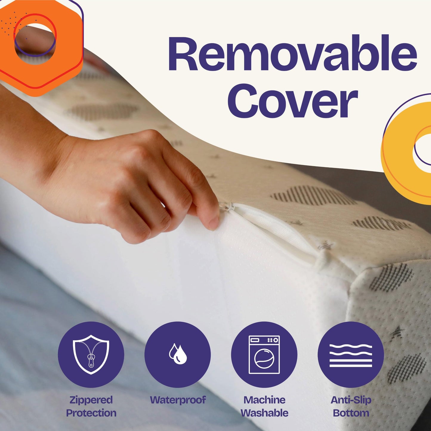 ComfyBumpy Bed Bumper for Toddlers 52" x 5" – Foam Rail Guard with Non-Slip Stability | Safer & More Secure Convex Design | Fits Twin, Full, Queen & King Mattresses