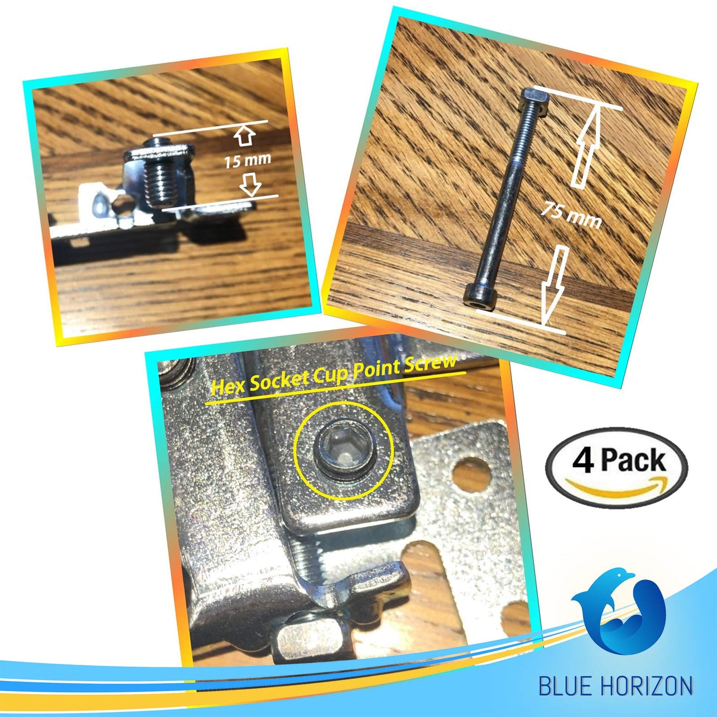 Countertop Joint Fasteners Double Action - 4-Pack, Adjustable Flip Bolt Fastener for Counter-top Table-top Connector Hardware, Miter Draw Bolt Joint Seam Woodwork Surface Connector Kit
