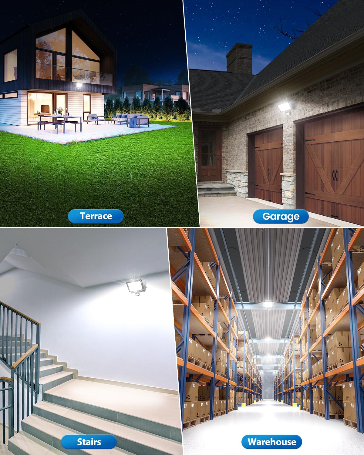 MEIHUA 60W LED Security Motion Sensor Outdoor Lights, 5200LM Flood Lights Outdoor with Remote Control, 6500K Daylight White Dusk to Dawn, IP66 Waterproof Wall Light for Entryways Stairs Yard Garage