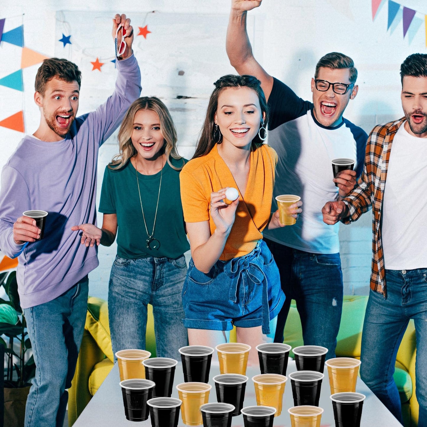 cssopenss 500 PCS Black Gold Plastic Shot Cups Black And Gold shot glasses Graduation shot cups for Party Wedding Birthday Family Gatherings and Festive Celebrations