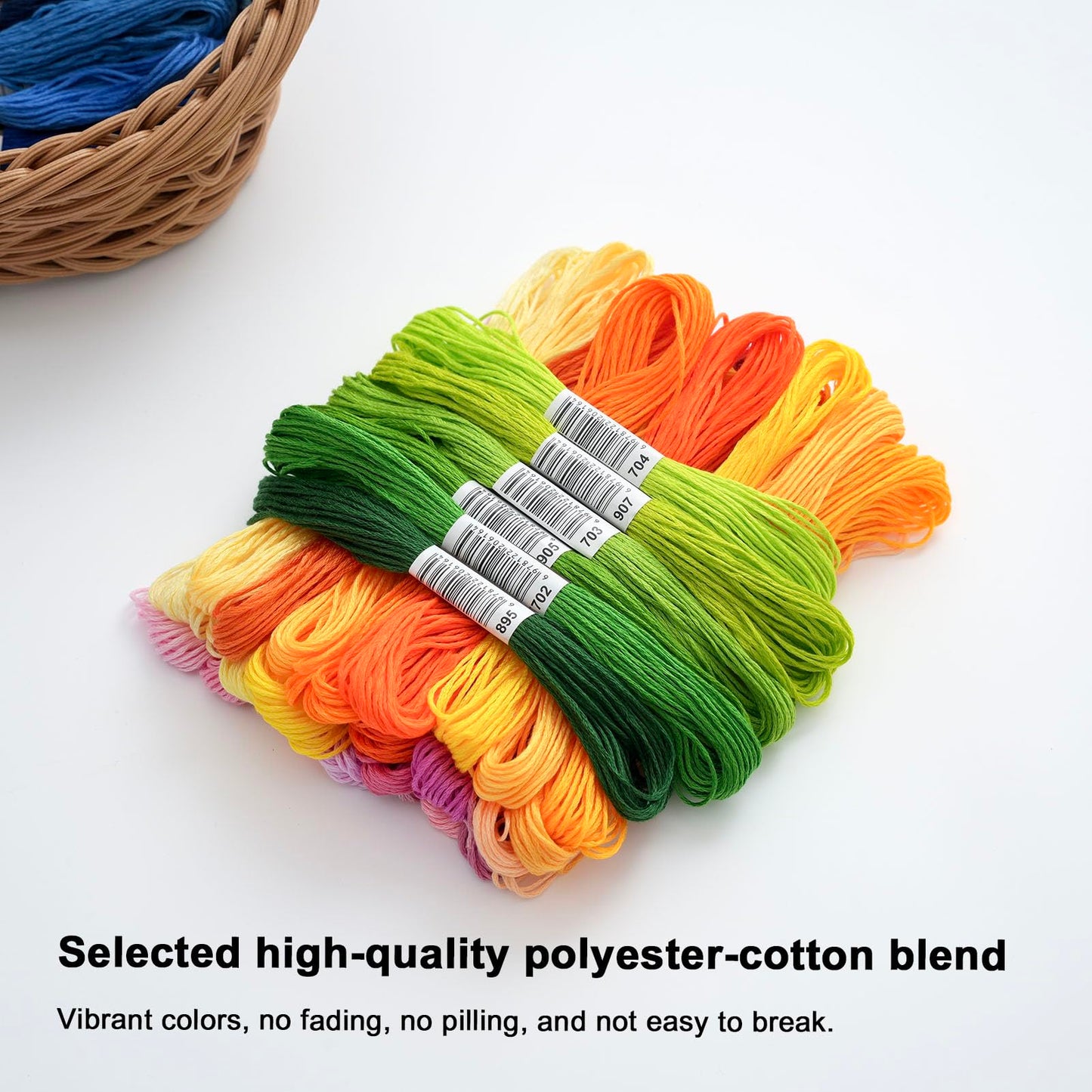 447 Colors Complete Set Embroidery Floss, Friendship Bracelet String, 8.7in 6-Strand Cross Stitch Thread Polyester Embroidery Thread