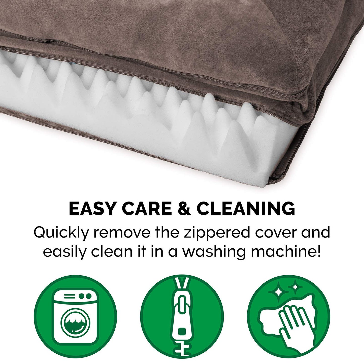 Furhaven Orthopedic Dog Bed for Large/Medium Dogs w/Removable Bolsters & Washable Cover, for Dogs Up to 55 lbs - Faux Fur & Velvet Sofa - Driftwood Brown, Large