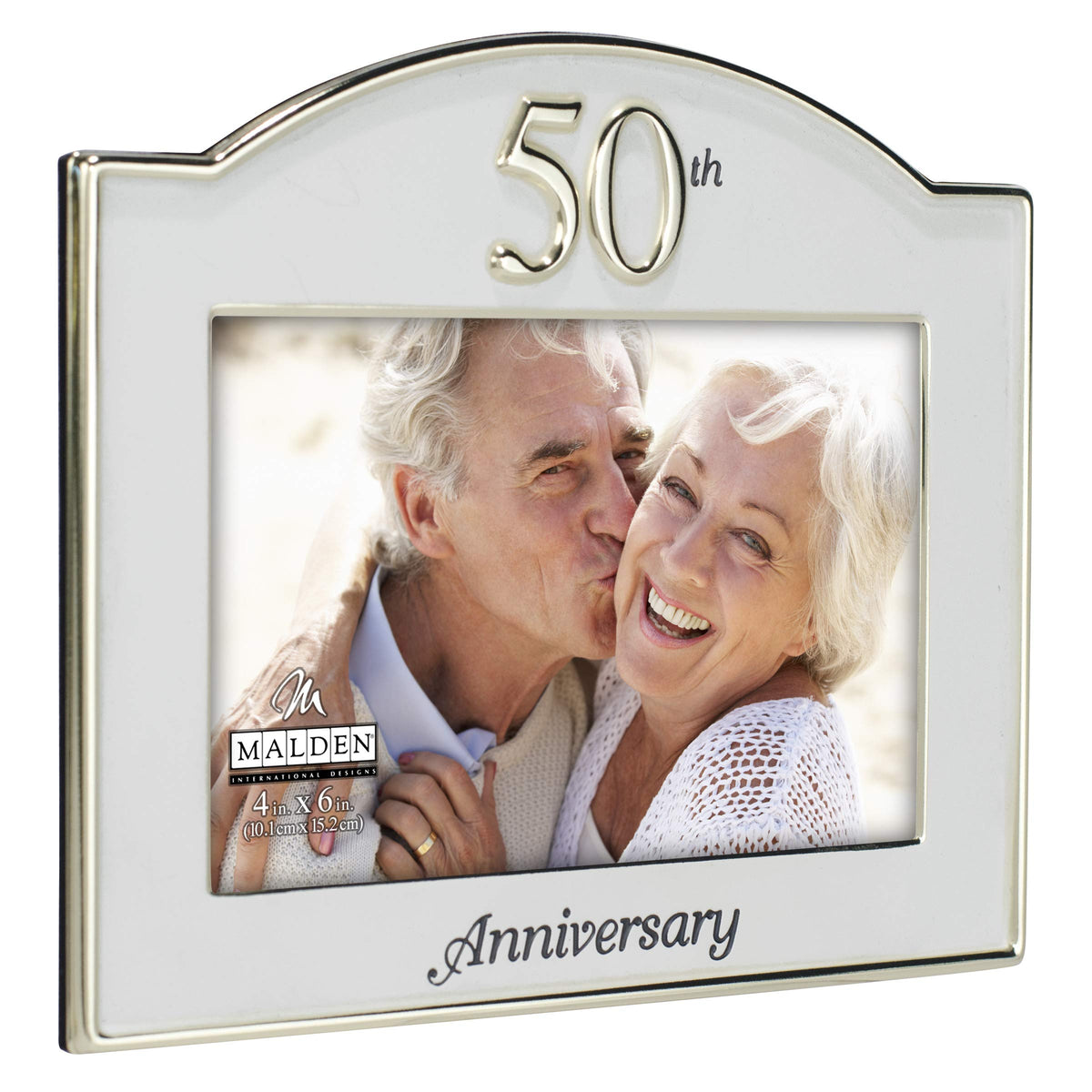 Malden International Designs Wedding, 50th Anniversary, Two Tone Picture Frame, 4 by 6-Inch, Gold/Silver