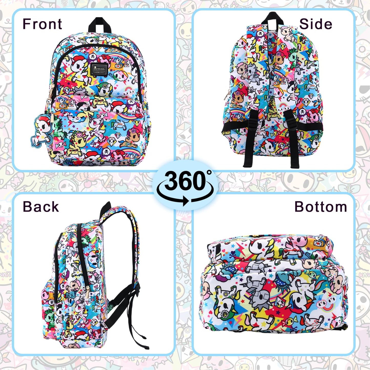 Tokidoki Travel Backpack for Women,Business Sturdy Fits 15.6 Inch Notebook Bookbag Computer Bag Laptop Backpack for Dailyuse Casual Daypack Fashion Anime Bags