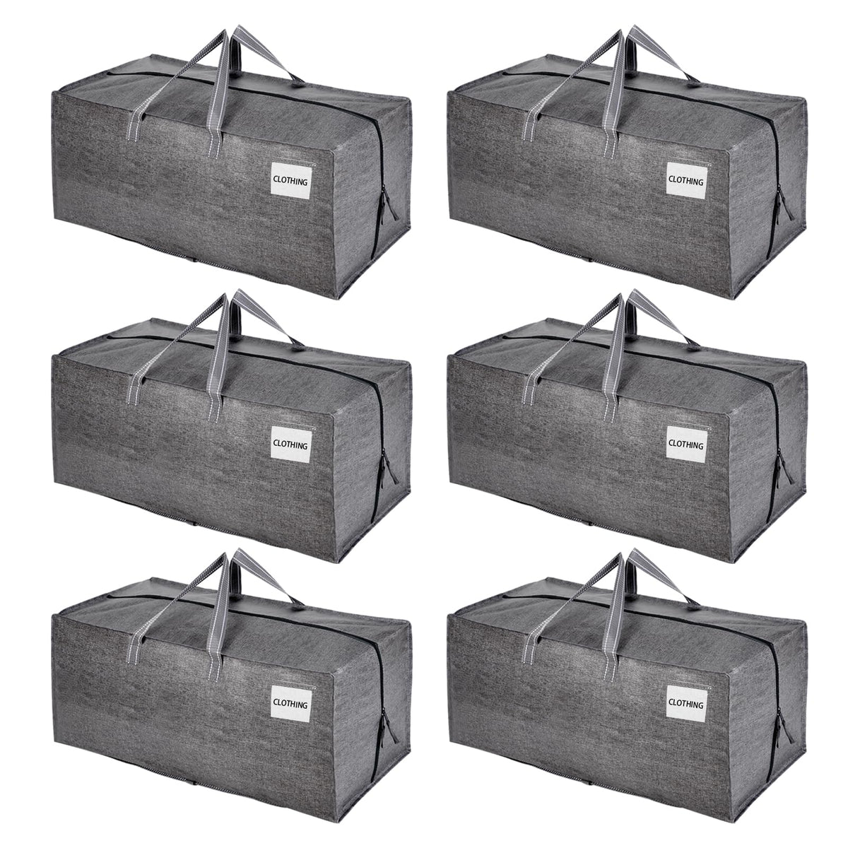 VENO Moving Bags w/Backpack Straps, Moving Supplies, Moving Boxes, College Packing Storage Boxes with Lids Alternative, Heavy Duty, Extra Large, Sturdy Handles, Zippers (Gray, 6 Pack)