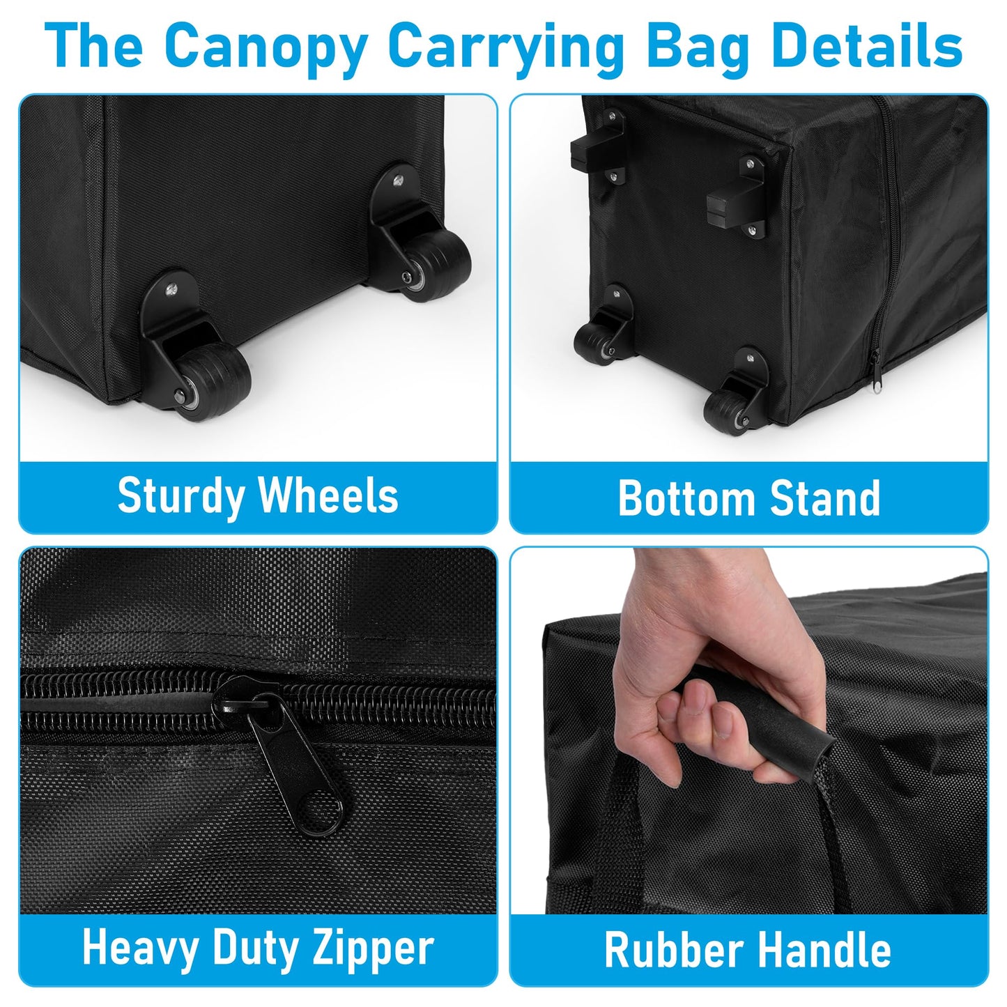 Tcatec 63 Inch Tent Storage Bag with Wheels,Oversized Long Storage Bag,Waterproof Beach Tent Canopy Carrying Bag with Handles Equipment Bag 1680D Roller Bag Only(Without Canopy)