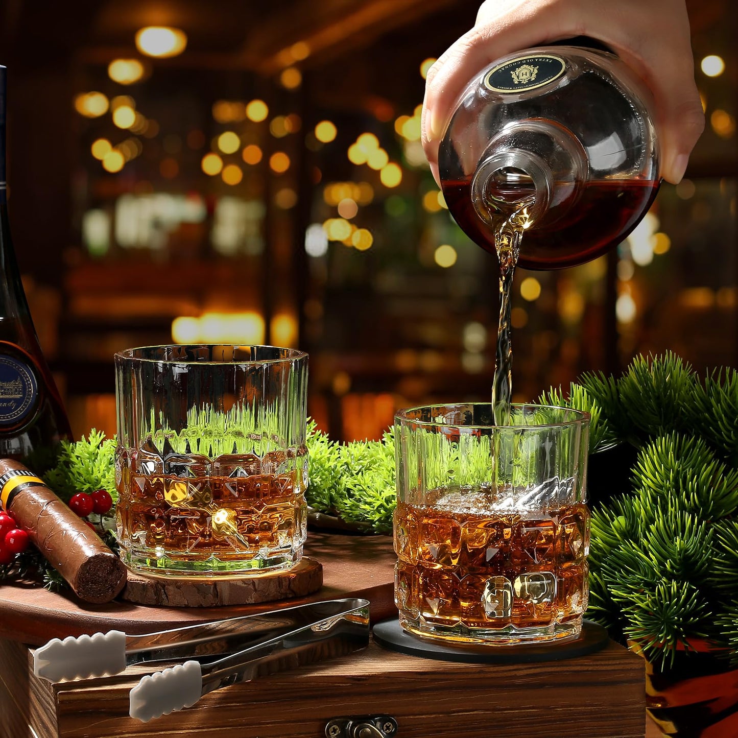 Gifts for Men, Father's Day Anniversary Birthday Gifts Ideas for Men Dad Him Husband Boyfriend, Stainless Steel Whiskey Stones and Whiskey Glasses Set, Cool Whiskey Bourbon Gifts for Men
