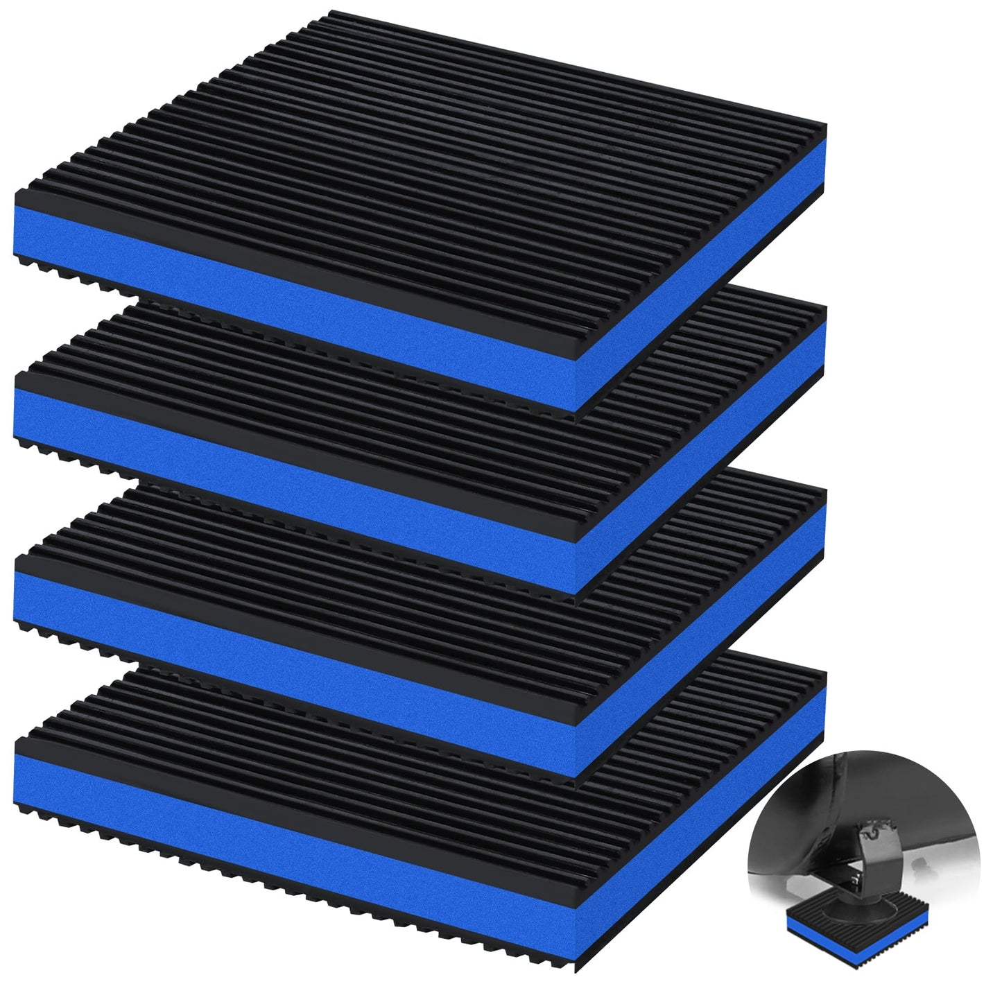 phepetroll 4P Anti Vibration Pads 6'' X 6'' X 7/8" Sound Isolation Ribbed Rubber Mats With EVA Center, Heavy Duty Vibration Isolation Pads for Air Compressos, Conditioner, Treadmill, HVAC Washer Dryer