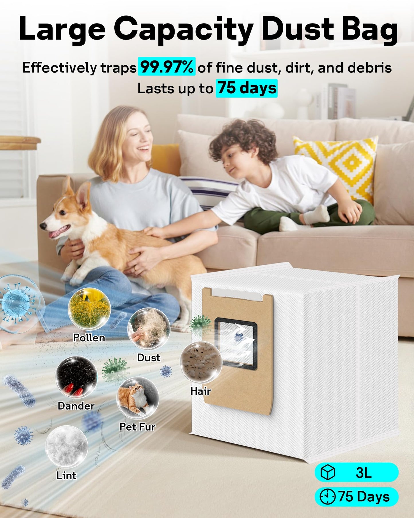 Leemone 21 Pack E25 E28 Replacement Parts Kit for eufy E28 / E25 Omni Robot Vacuum, Accessories Parts with 6 Dust Bag, 6 Side Brushes, 1 Rolling Brush, 2 Roller Mop, 4 Filter, 1 Cleaning Brush