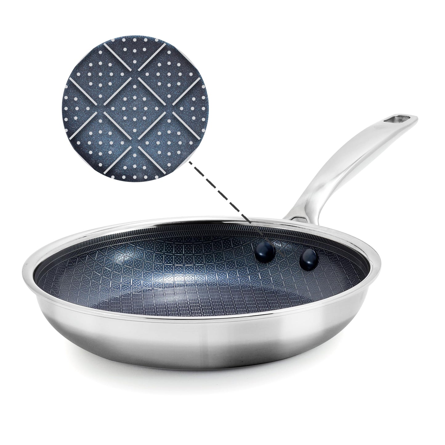 Blue Diamond Cookware, Bond 8" Frying Pan Skillet, Hybrid Diamond Infused Non Stick Stainless Steel, Non Toxic PFAS & PFOA Free, Tri-ply Clad Cookware, Induction, Dishwasher & Oven Safe, Silver