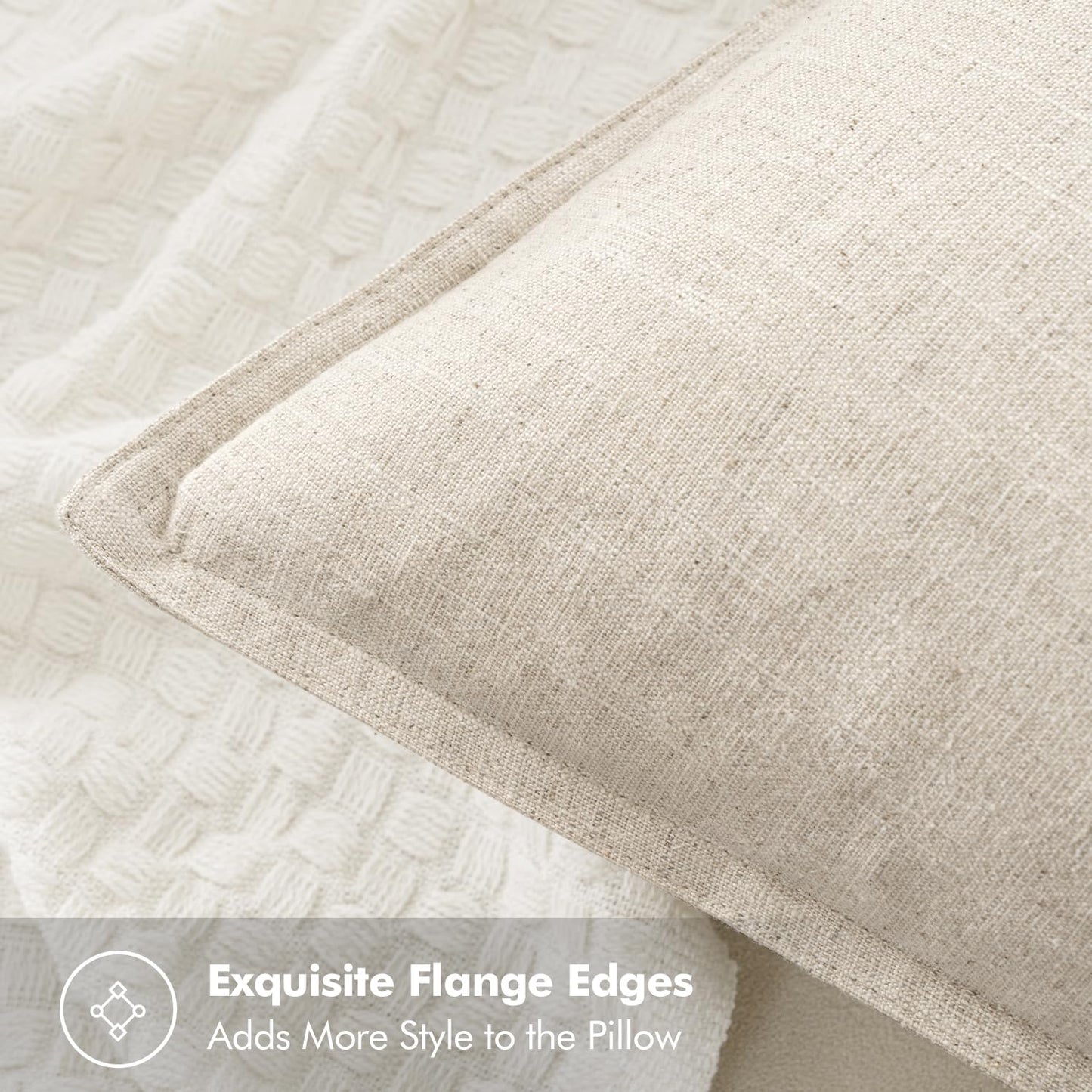 MIULEE Linen Pillow Covers Pack of 2 Decorative Cushion Throw Pillow Covers Soft Accent Boho Farmhouse Couch Pillowcases Modern Home Decors for Sofa Living Room Bed 24x24 Inch Natural Beige