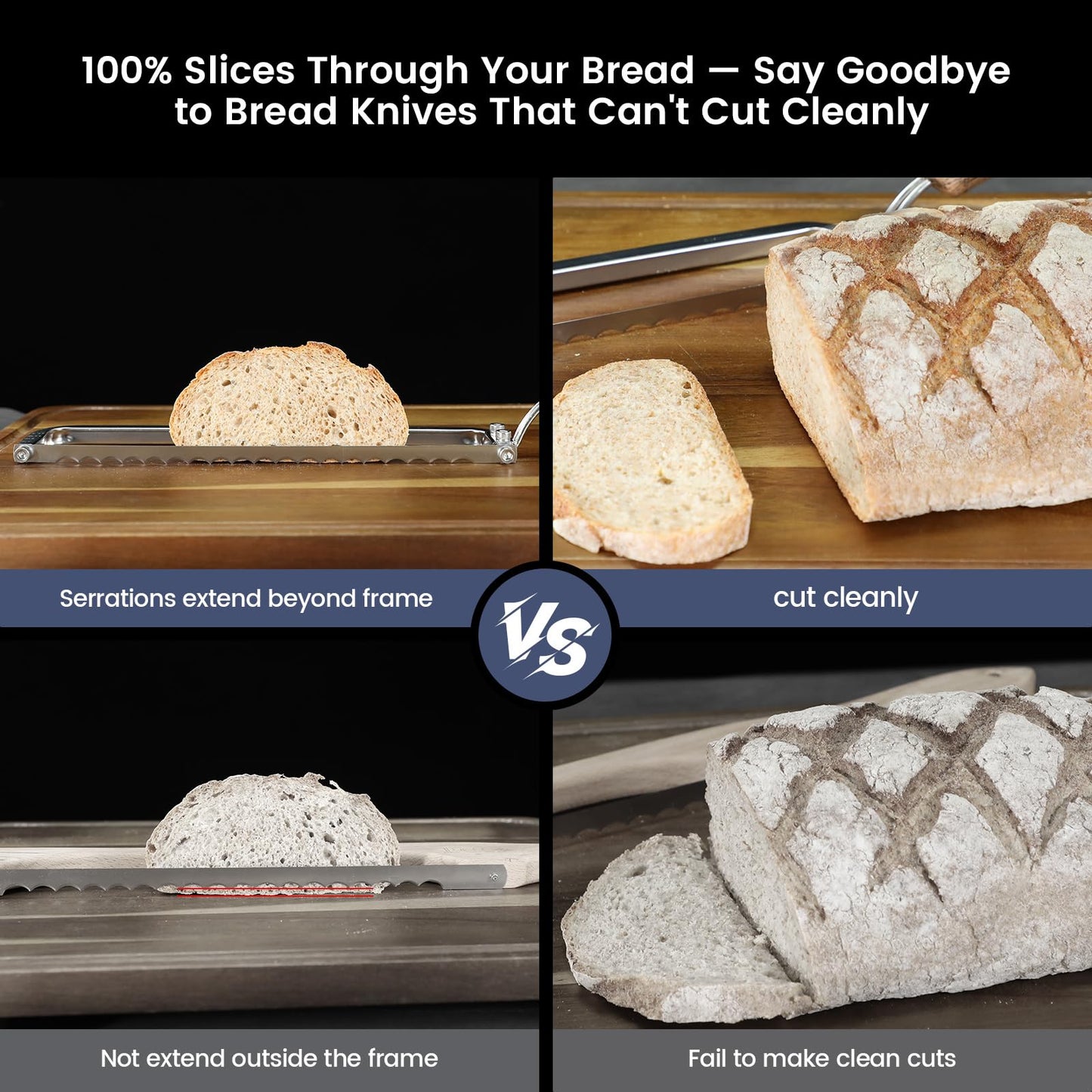 SYOKAMI 2026 Upgrade Bread Knife for Homemade Bread, World's 1st Real Bow-Design Sourdough Bread Slicer, Razor-Sharp Cutter for Crusty Sourdough & Baguette, 4 Thickness Scale Marks, Ideal for Gift