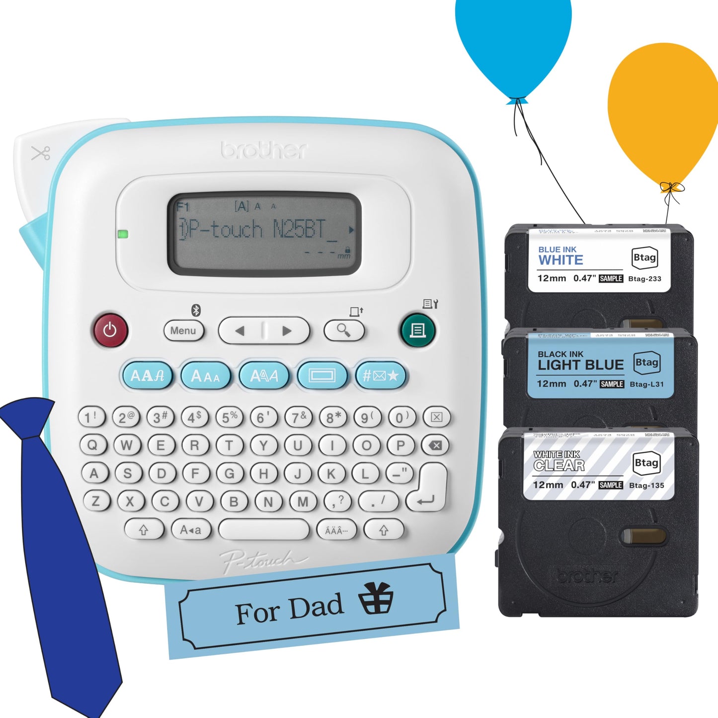Brother P-Touch PT-N25BTV3 Personal Connected Label Maker, Bluetooth, Design&Print2 app, Portable, Handheld, 3 Sample Label Tapes Included, Prints with P-Touch Btag½â€ (12mm) Wide Tapes