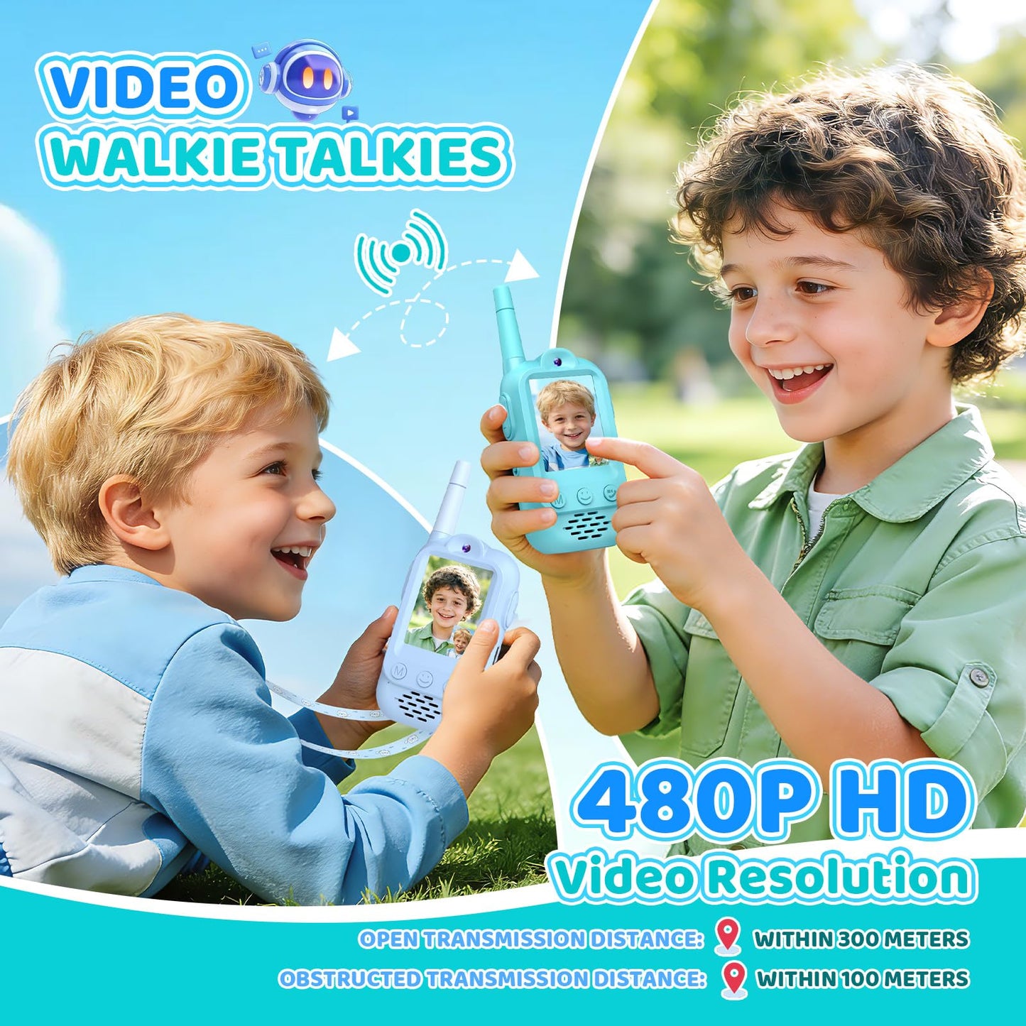 Upgraded Video Walkie Talkies for Kids, Exssary Toys for 3 4 5 6 7 8 Year Old Boys Birthday Gifts Outdoor Toys for Kids 3-5 HD Camera & Fun Voice Changer Rechargeable Walkie Talkies 2 Pack