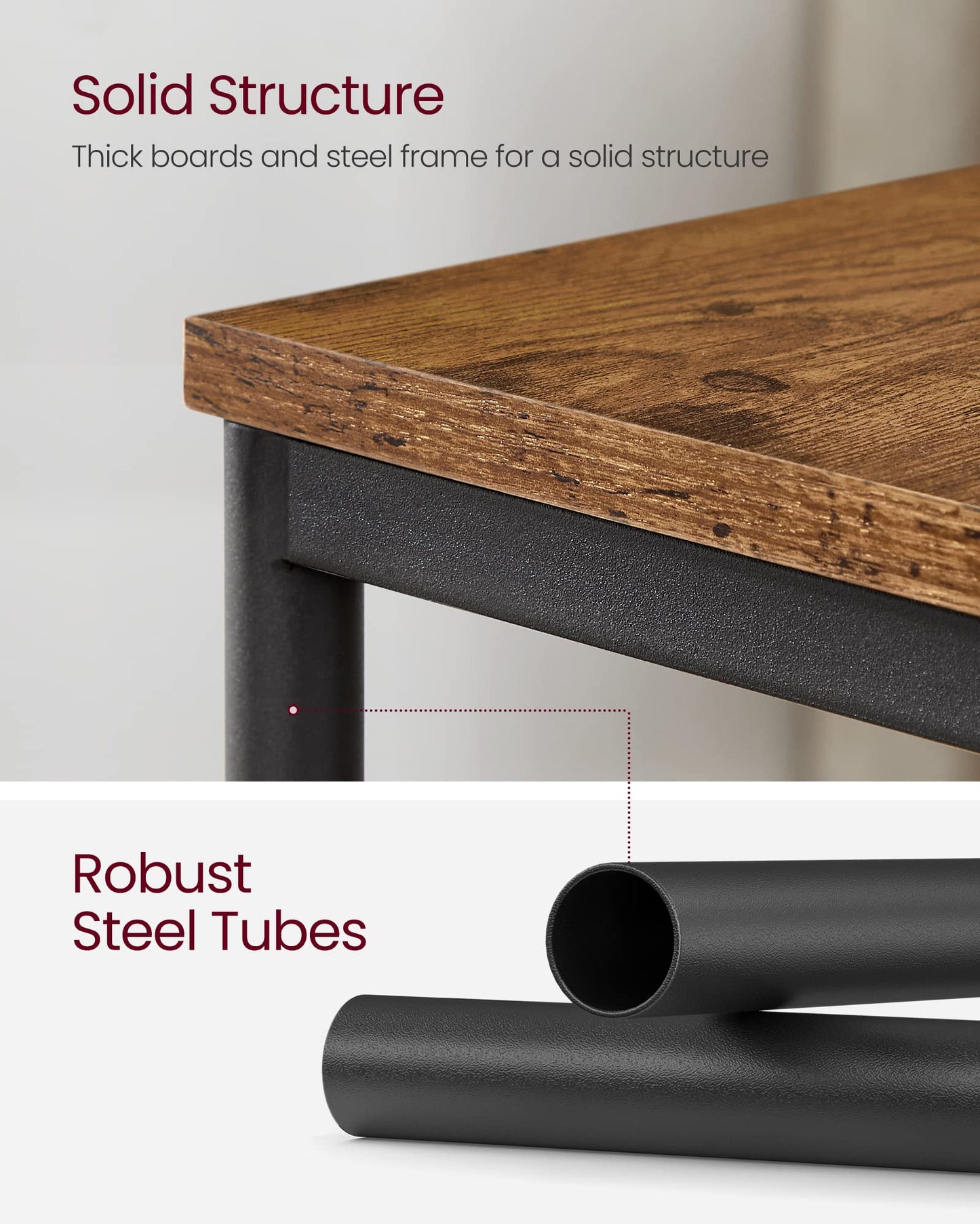 VASAGLE Side Table, End Table with Storage Shelves, 3-Tier Slim Tall Table, Rustic Brown ULET273B01