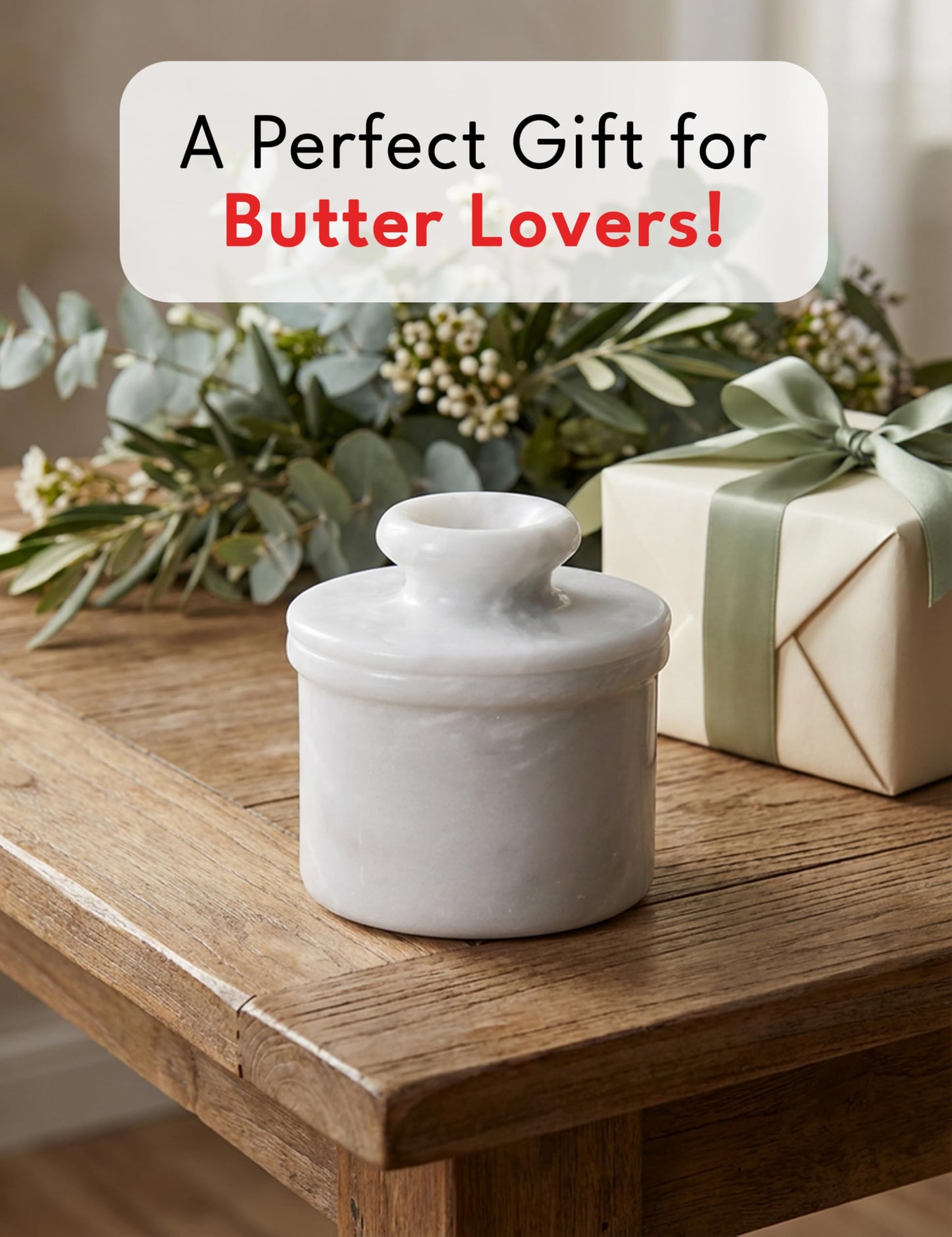 Radicaln Marble Butter Keeper White Cover Pot Handmade French Butter Storage - Crock Keeper for Kitchenware - Butter Dish