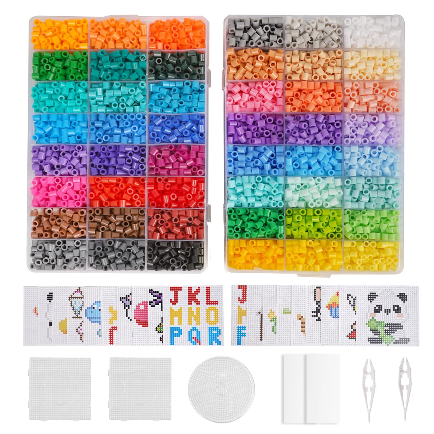 Artkal Fuse Beads Kit 9600 Pieces 5mm Melty Beads Kit, with 100 Patterns 4 Pegboards 2 Tweezers 2 Ironing Paper, Compatible Perler and Hama Beads