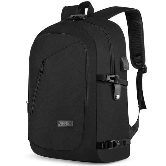 17.3 Inch Laptop Backpack,Large Travel Laptop Bag with USB Charging Port, Anti Theft Water Resistant Business Backpack for Men and Women, Durable Big Capacity Heavy Duty Computer Bag,Black