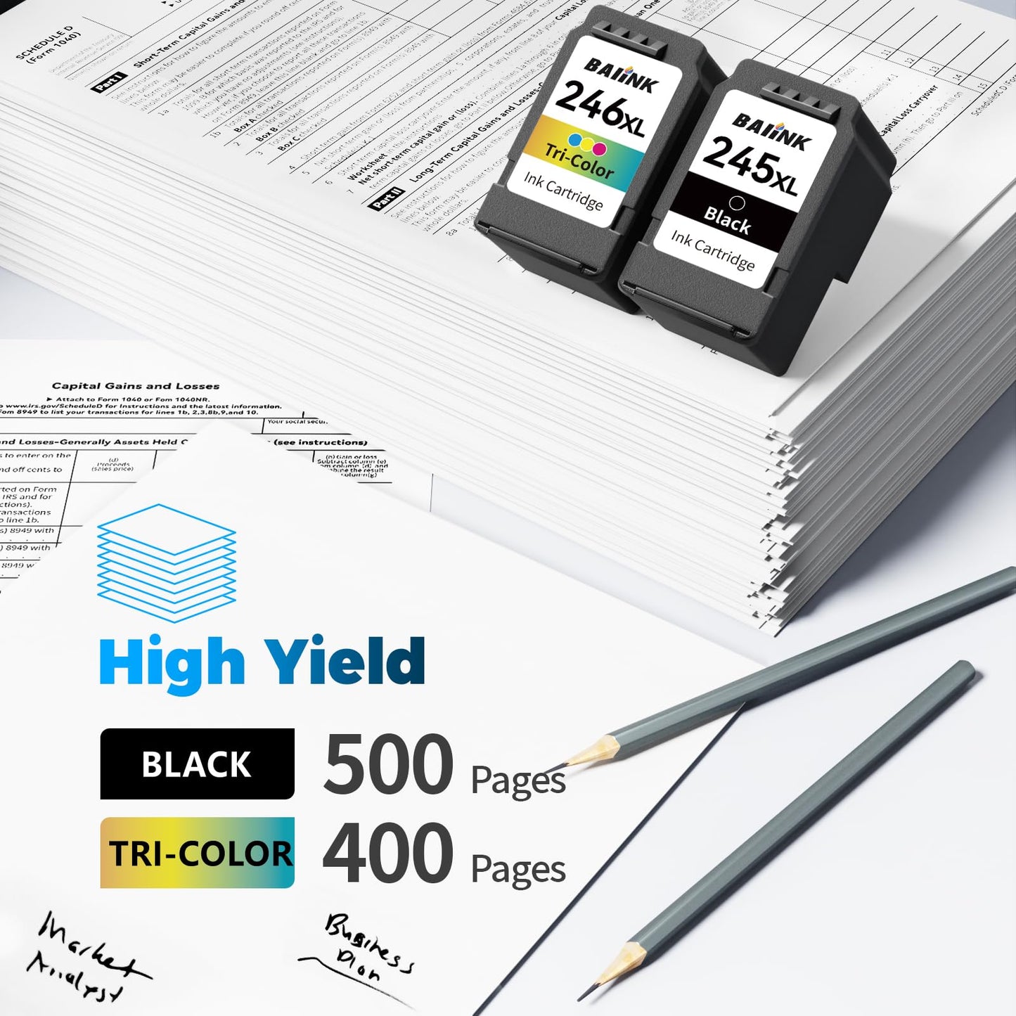 BAIINK 245XL 246XL Ink Cartridge Replacement for Canon 245XL 246XL Combo Pack PG-245XL CL-246XL Compatible with Canon PIXMA MX492 MX490 MG2522 TS3322 TS3122 TR4500 TR4520 TR4522 MG2920 MG2922