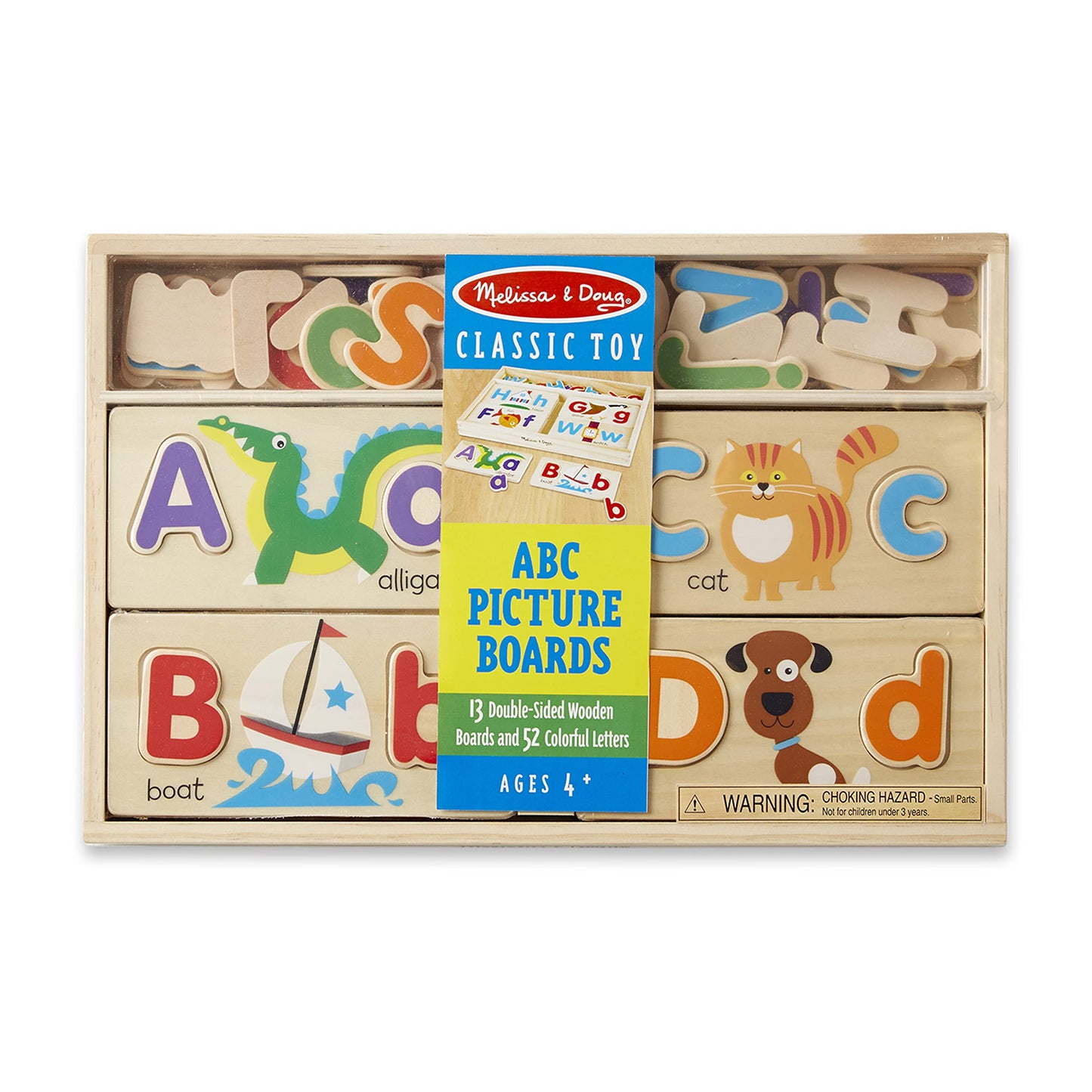 Melissa & Doug ABC Picture Boards - Educational Toy with 13 Double-Sided Wooden Boards and 52 LettersABC Puzzle for Kids 3+