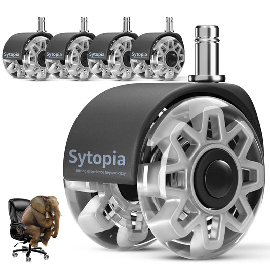 Office Chair Caster Wheels Replacement, 2.5 Inch Rubber Chair Wheels, Heavy Duty, Smooth Rolling, Quiet for Carpet and Hardwood Floors, Universal Fit 11x22mm, Not Compatible with 1KEA, Set of 5 Grey