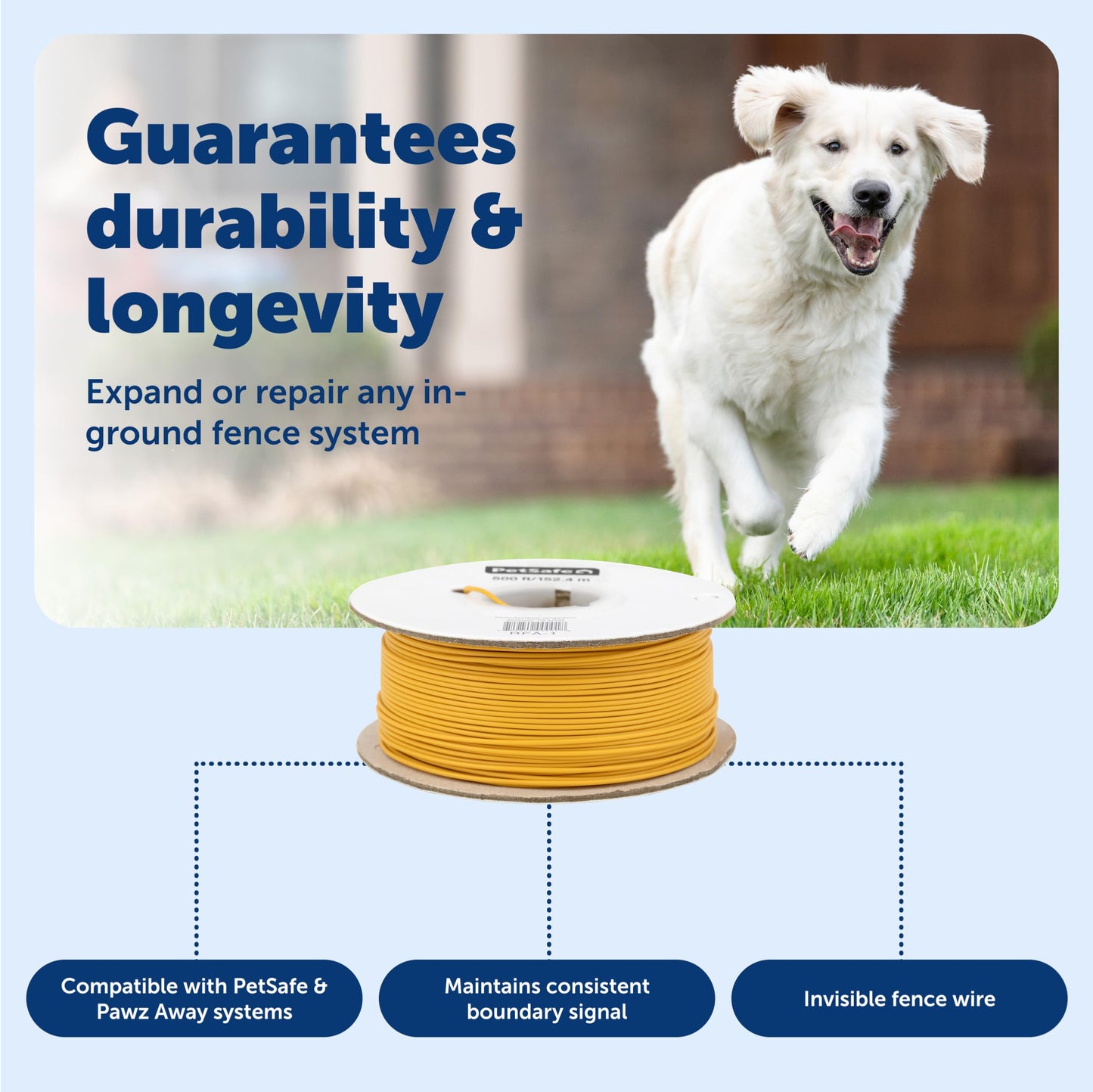 PetSafe Extra In-Ground Fence Boundary Wire - 500-foot Spool of Solid Core 20-Gauge Copper Wire, In-Ground Pet Fence Wire, Colors May Vary