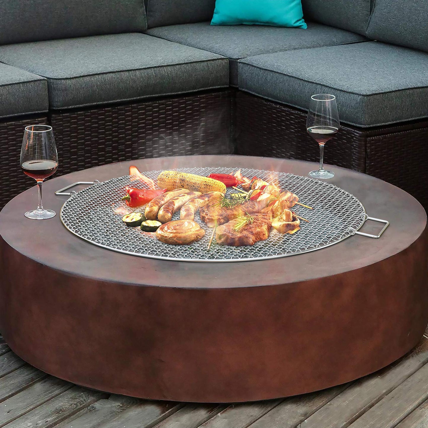 Stanbroil Fire Pit Cooking Grill Grate - Outdoor Round BBQ Campfire Grill Grid - Camping Cookware - Stainless Steel, 24 Inch
