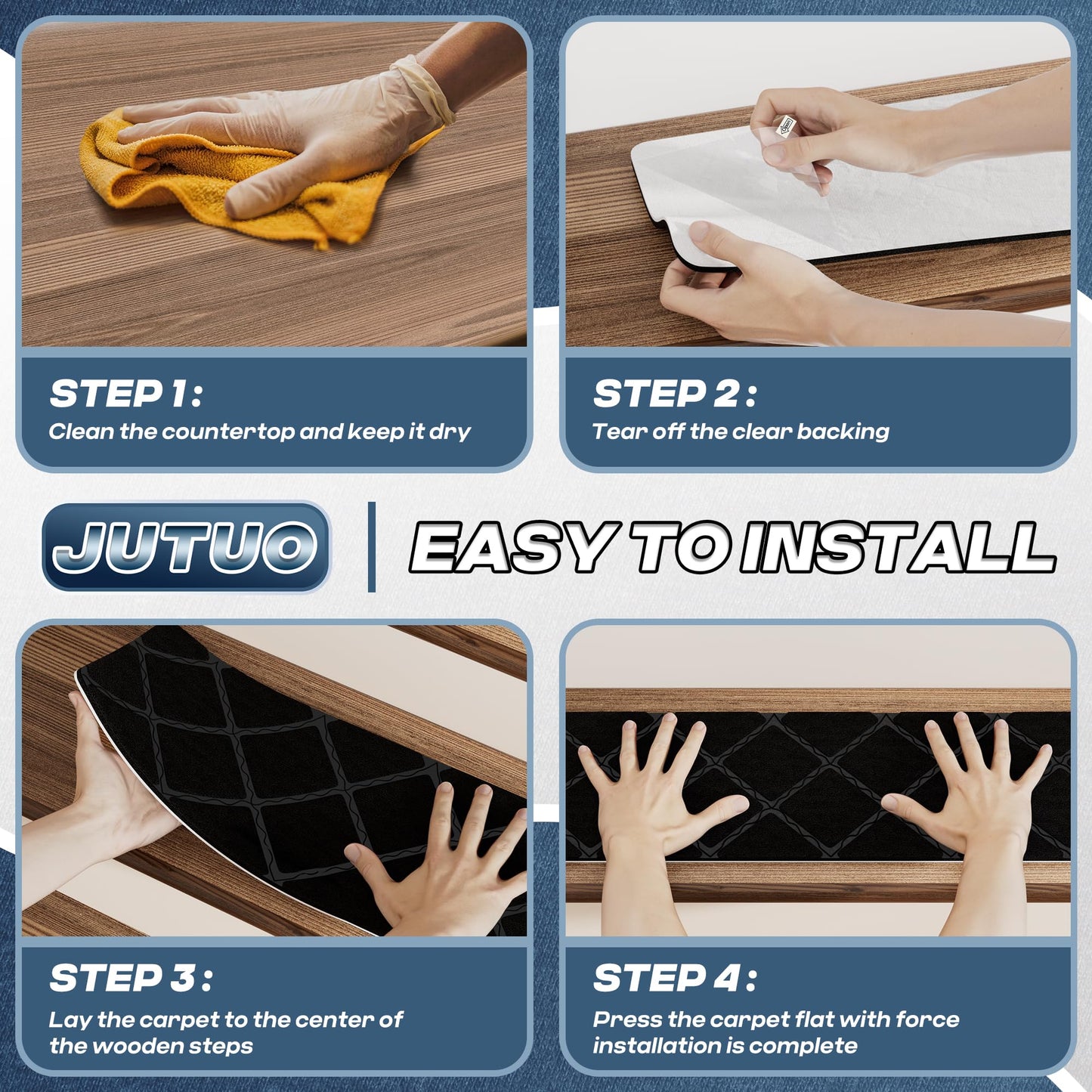 Stair Treads for Wooden Steps 8" X 30",Self Adhesive Stair Treads for Stair treads Non Slip Indoor,Reusable Carpet Stair Treads fit Non Slip Stair treads for Children Elderly and Pets 15 Pack