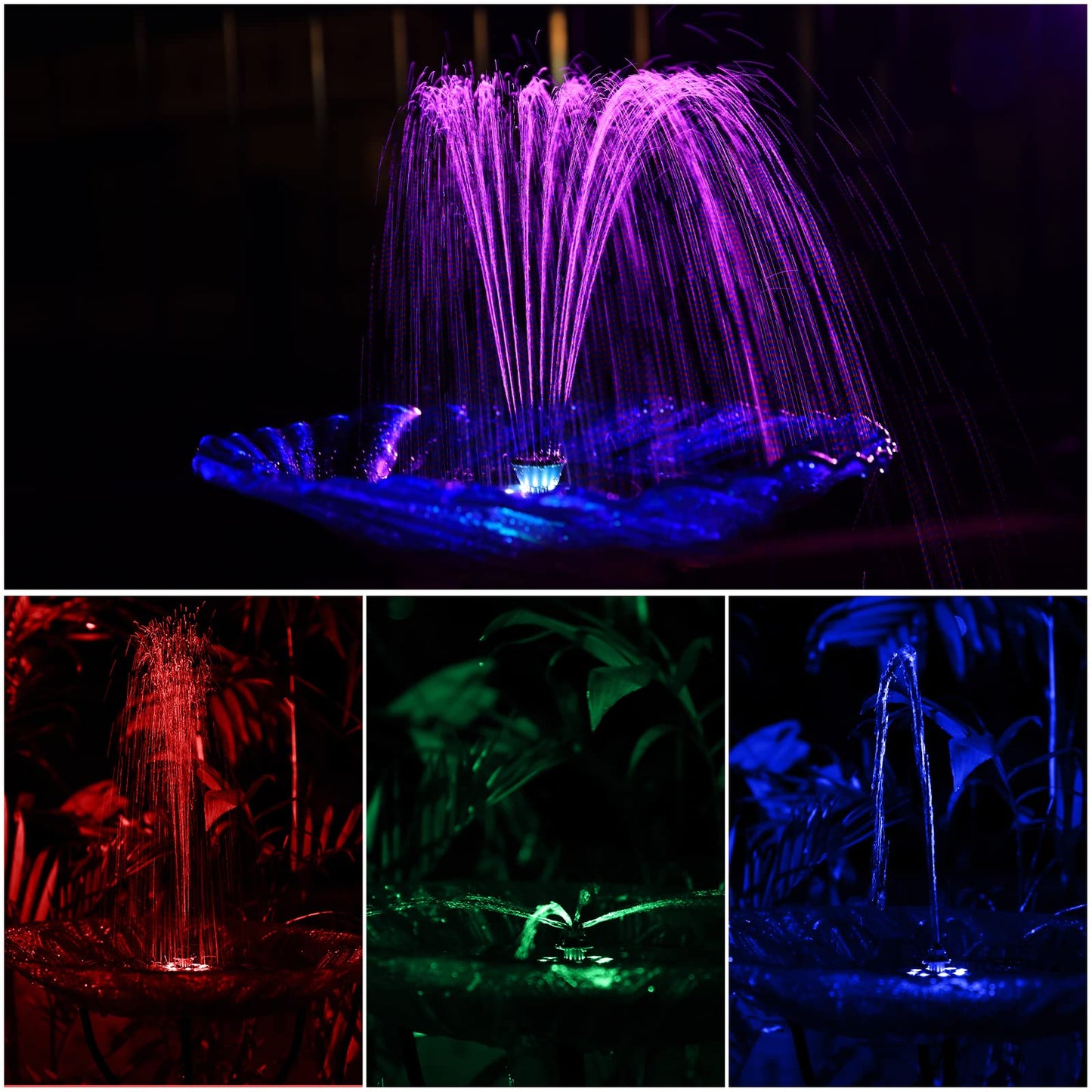 AISITIN 5.5W LED Solar Fountain Pump Upgraded Solar Bird Bath Fountain Diameter 8.27inch Solar Water Fountain with 7 Nozzles Solar Powered Fountain Pump for Bird Bath, Garden, Fish Tank, Patio, Pond