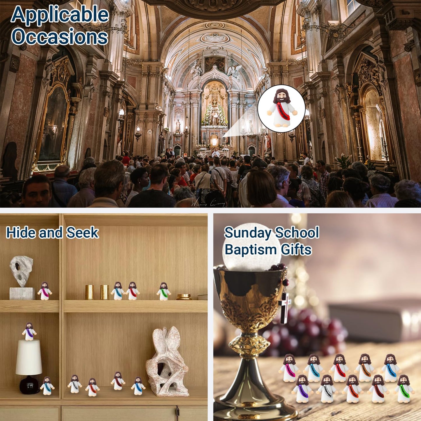 Little Jesus Figures, Mini Jesus Figurines in Bulk, Multicolor Tiny Miniature Jesus Figures for Hide and Seek, Religious Party Favors, Sunday School, Baptism Gift, Easter Egg Stuffers(120)