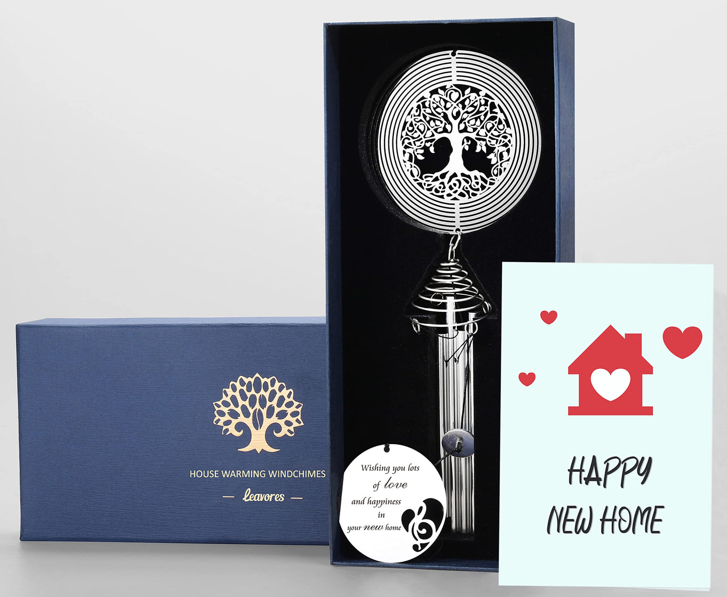 Housewarming Wind Chime with Tree of Life Wind Spinner - Gifts for New House and Homeowners - Couple's Home Warming Gift Ideas
