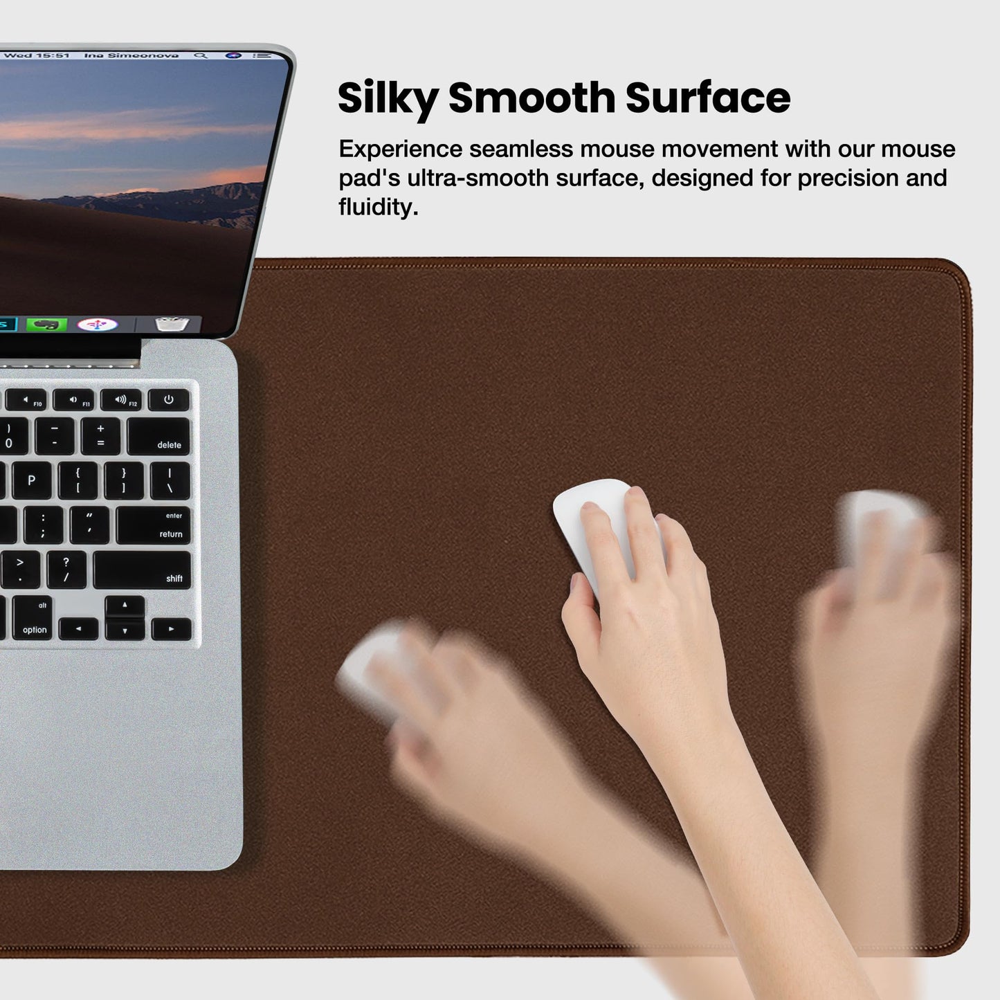 ALOANES Waterproof Large Gaming Mouse Pad with Durable Stitched Edges Non-Slip Rubber Base, Mouse Mat Desk Pad for Home Office Gaming, 40cm x90cm x0.3cm, Brown