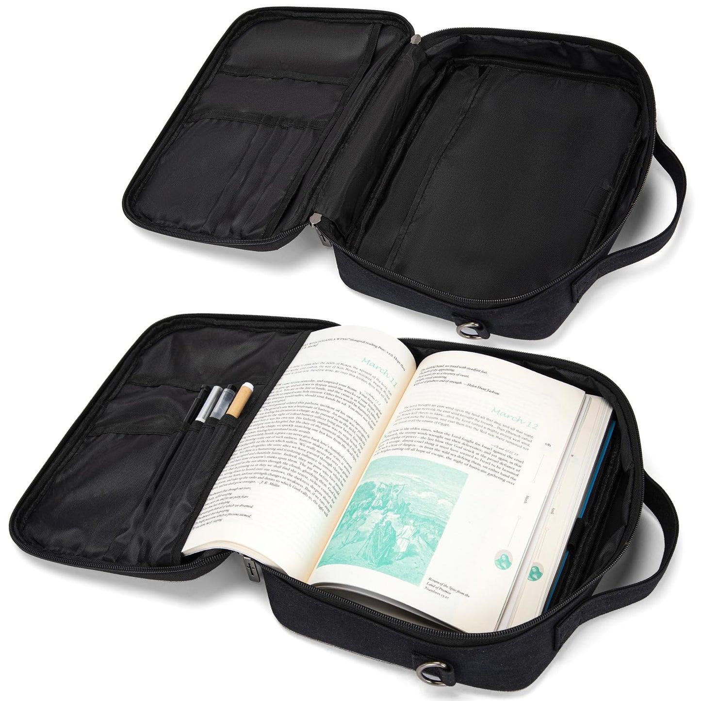 Montana West Bible Covers for Women Men with Leather Bookmark Carrying Book Case Church Bag Bible Protective with Zippered Pocket MWC-126AGY/BK